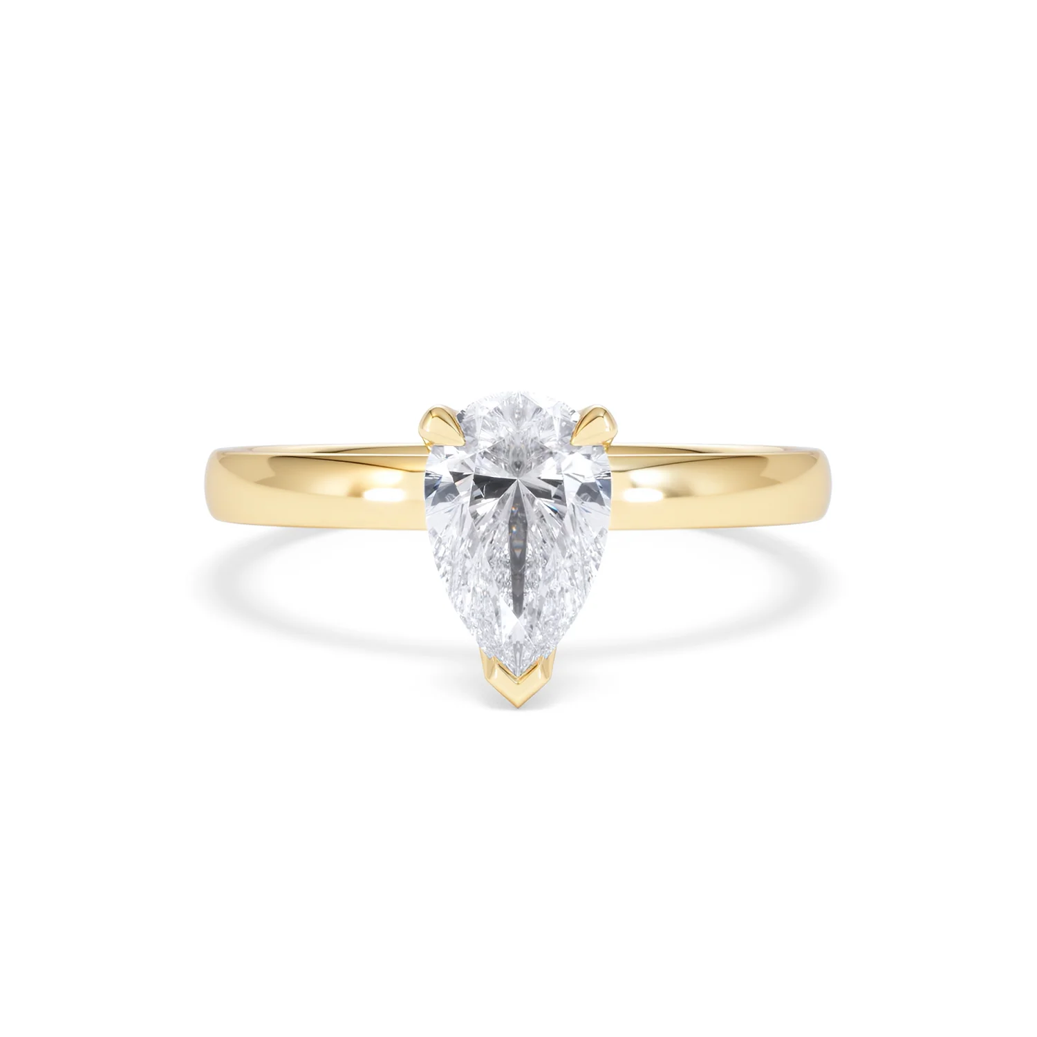 Origin 1.00ct Pear Cut Lab Diamond Solitaire Engagement Ring in 18K Yellow Gold - Image 8