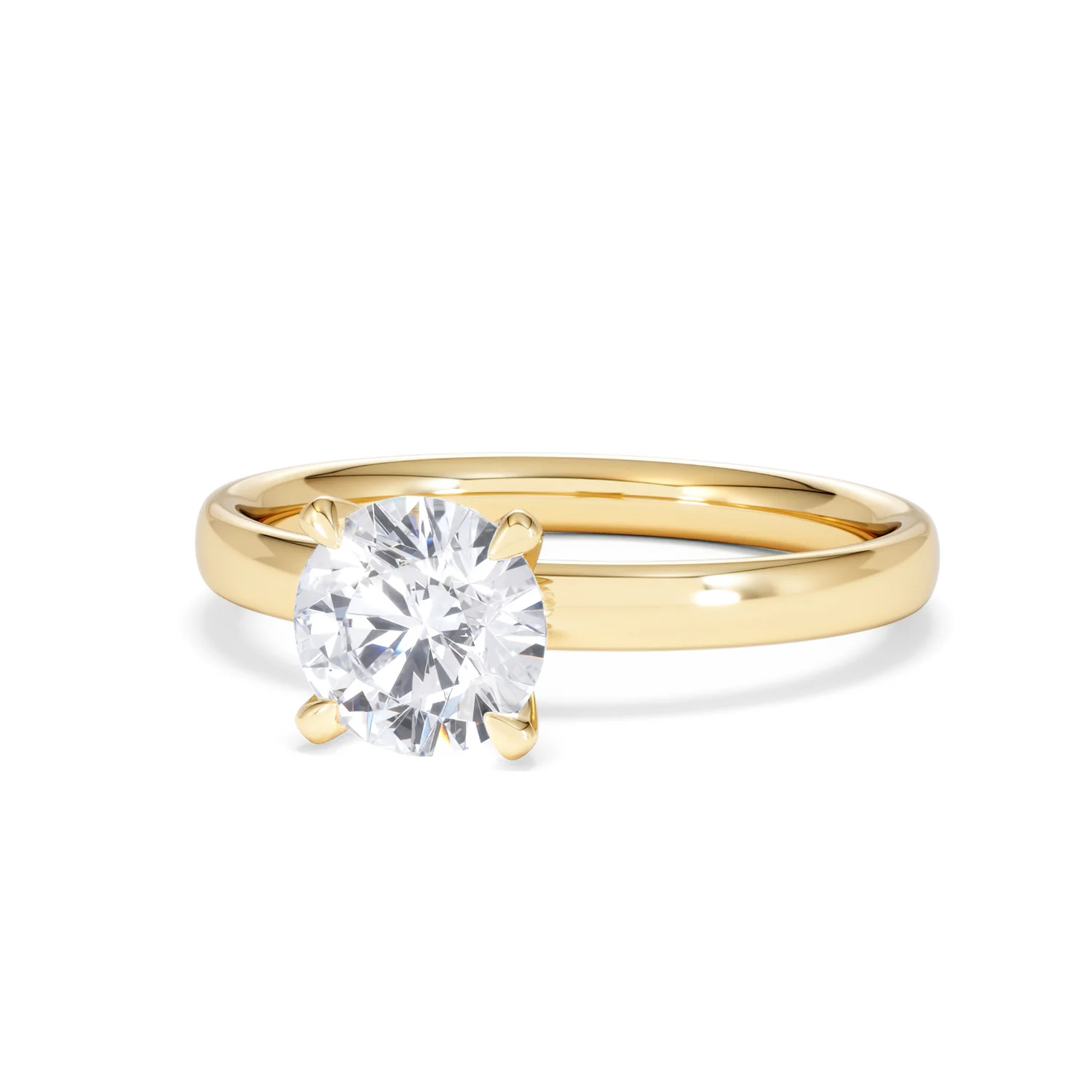 Origin 1.00ct Round Cut Lab Diamond Solitaire Engagement Ring in 18K Yellow Gold - Image 84