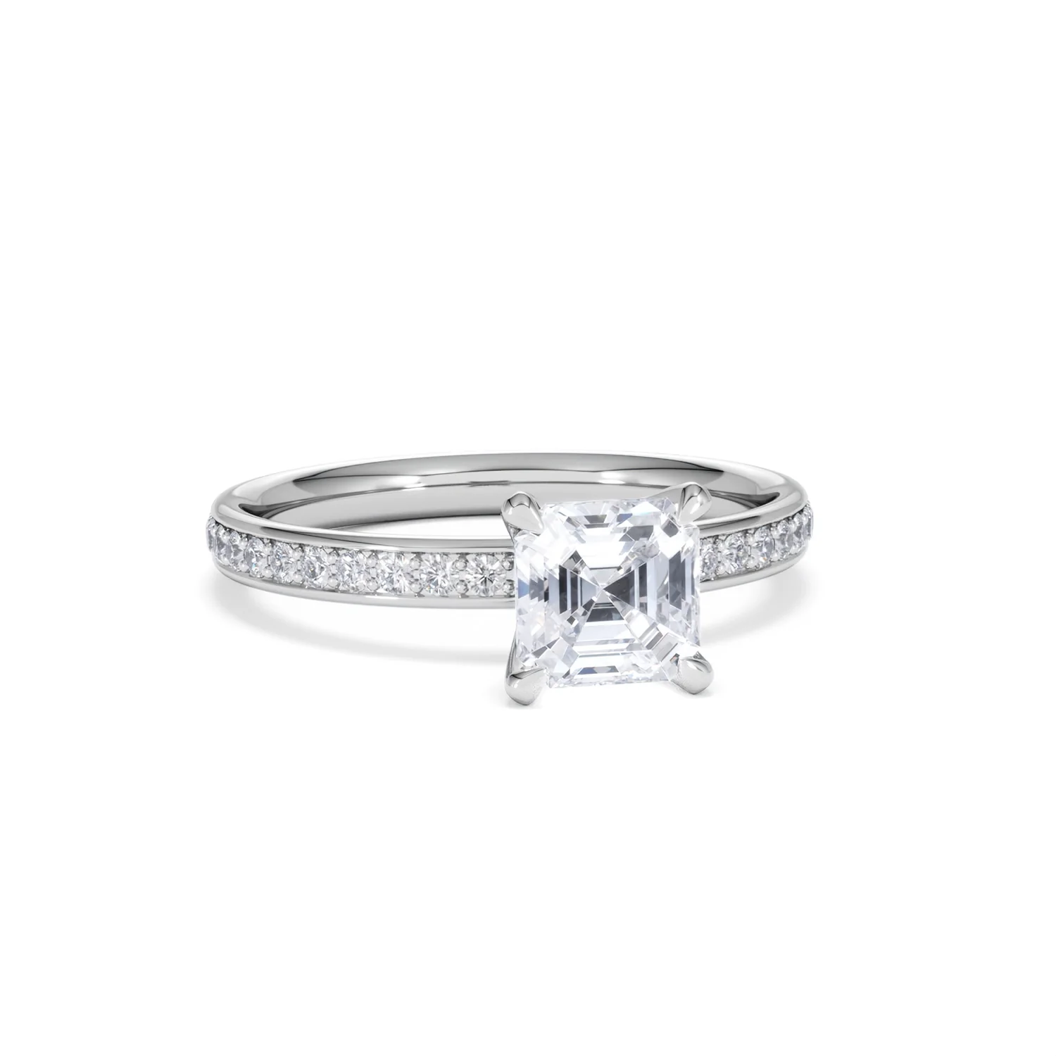 Origin 1.25ct Asscher Cut Lab Diamond Solitaire Engagement Ring with Side Stones in 18K White Gold - Image 10