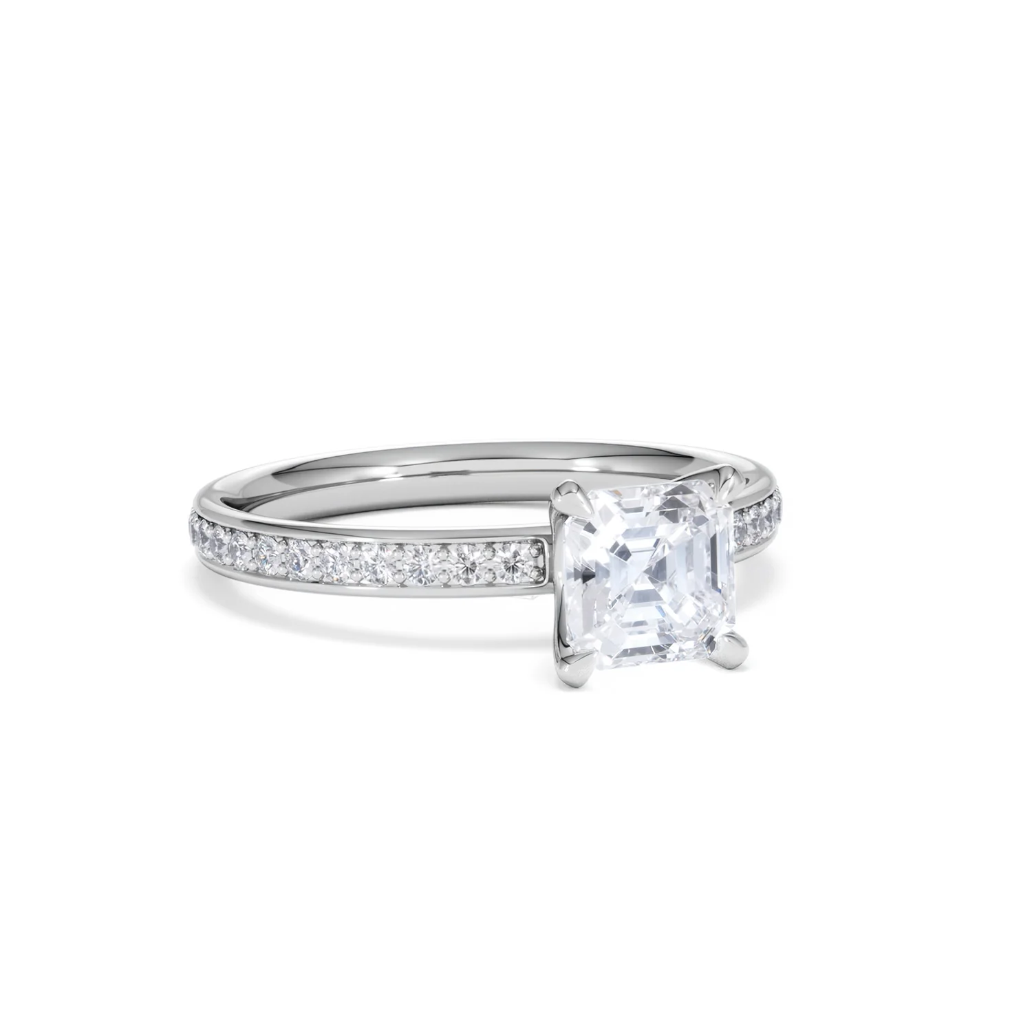 Origin 1.25ct Asscher Cut Lab Diamond Solitaire Engagement Ring with Side Stones in 18K White Gold - Image 12