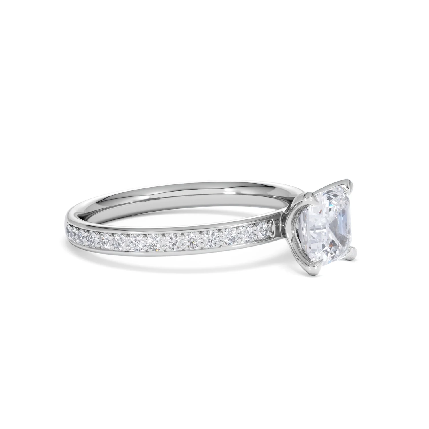 Origin 1.25ct Asscher Cut Lab Diamond Solitaire Engagement Ring with Side Stones in 18K White Gold - Image 19