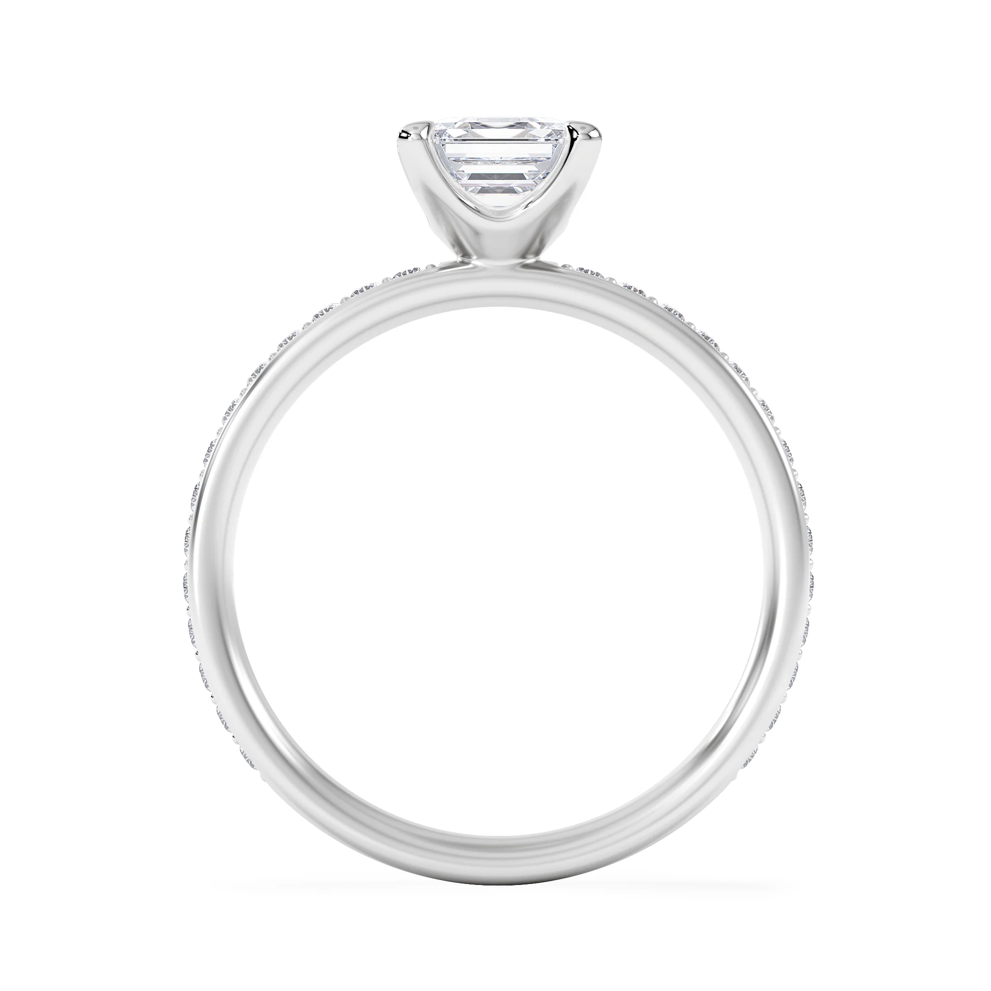 Origin 1.25ct Asscher Cut Lab Diamond Solitaire Engagement Ring with Side Stones in 18K White Gold - Image 3