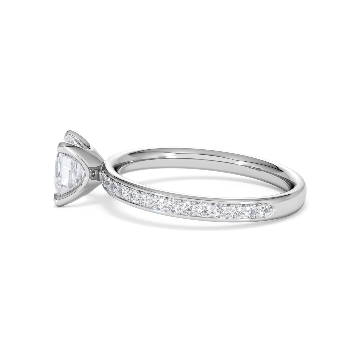 Origin 1.25ct Asscher Cut Lab Diamond Solitaire Engagement Ring with Side Stones in 18K White Gold - Image 66