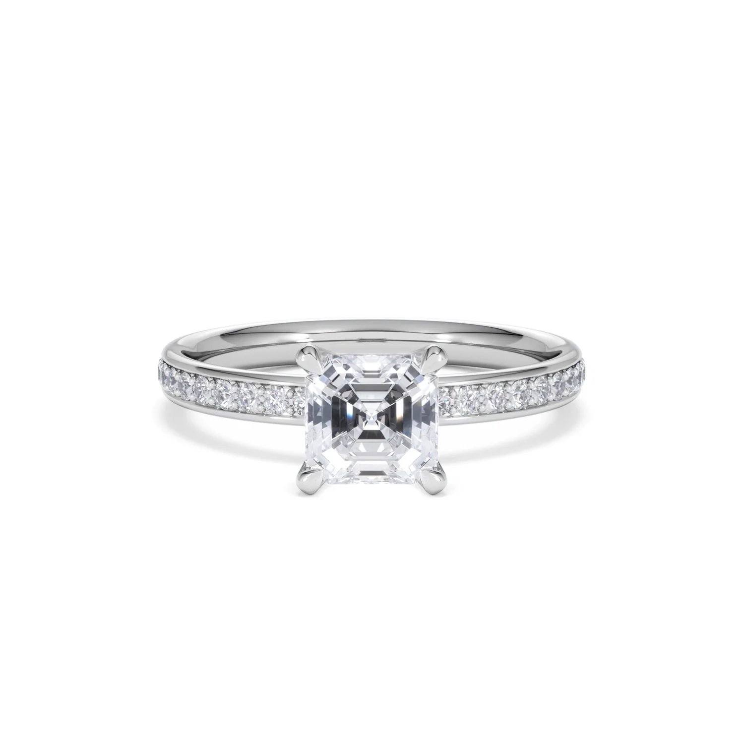 Origin 1.25ct Asscher Cut Lab Diamond Solitaire Engagement Ring with Side Stones in 18K White Gold - Image 7