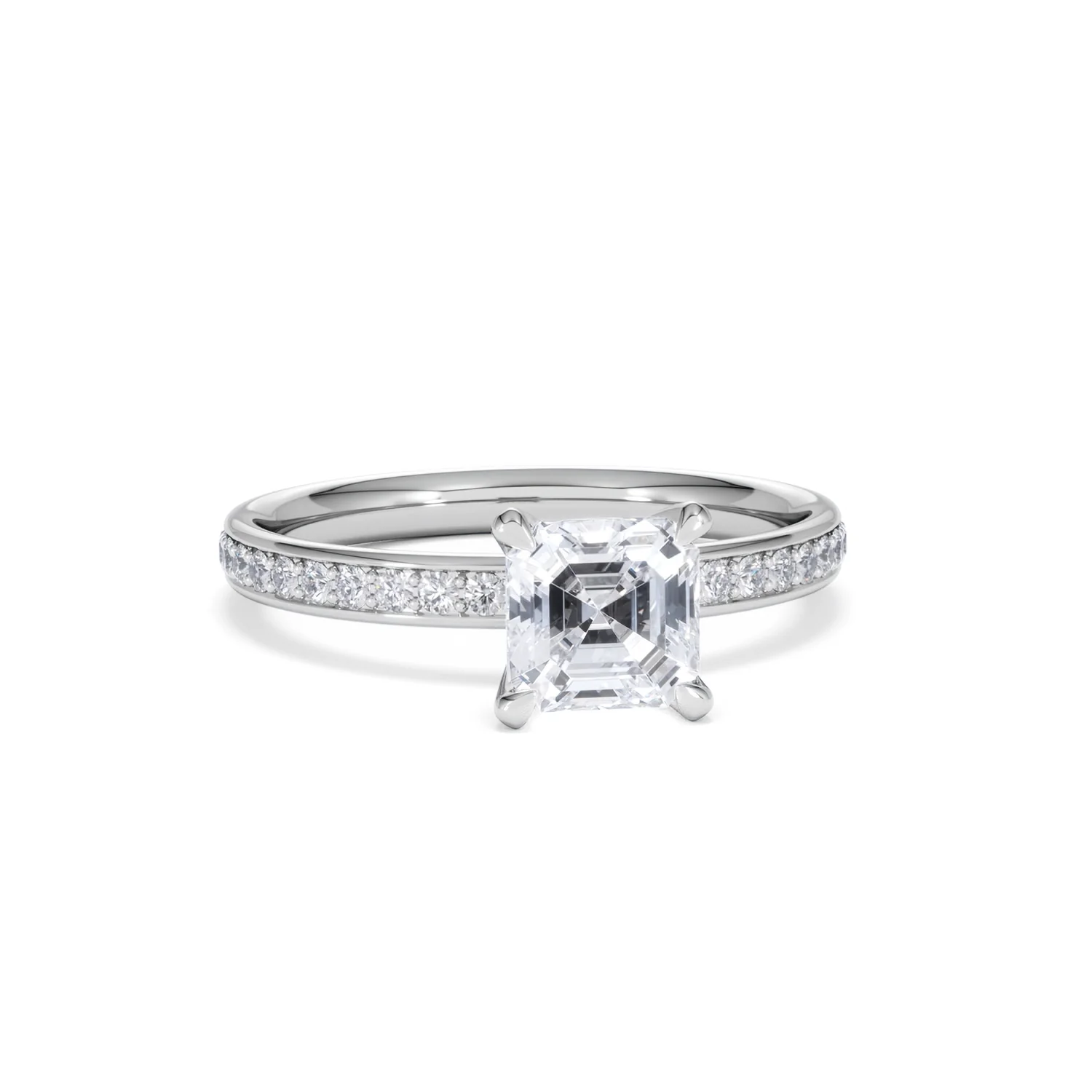 Origin 1.25ct Asscher Cut Lab Diamond Solitaire Engagement Ring with Side Stones in 18K White Gold - Image 9