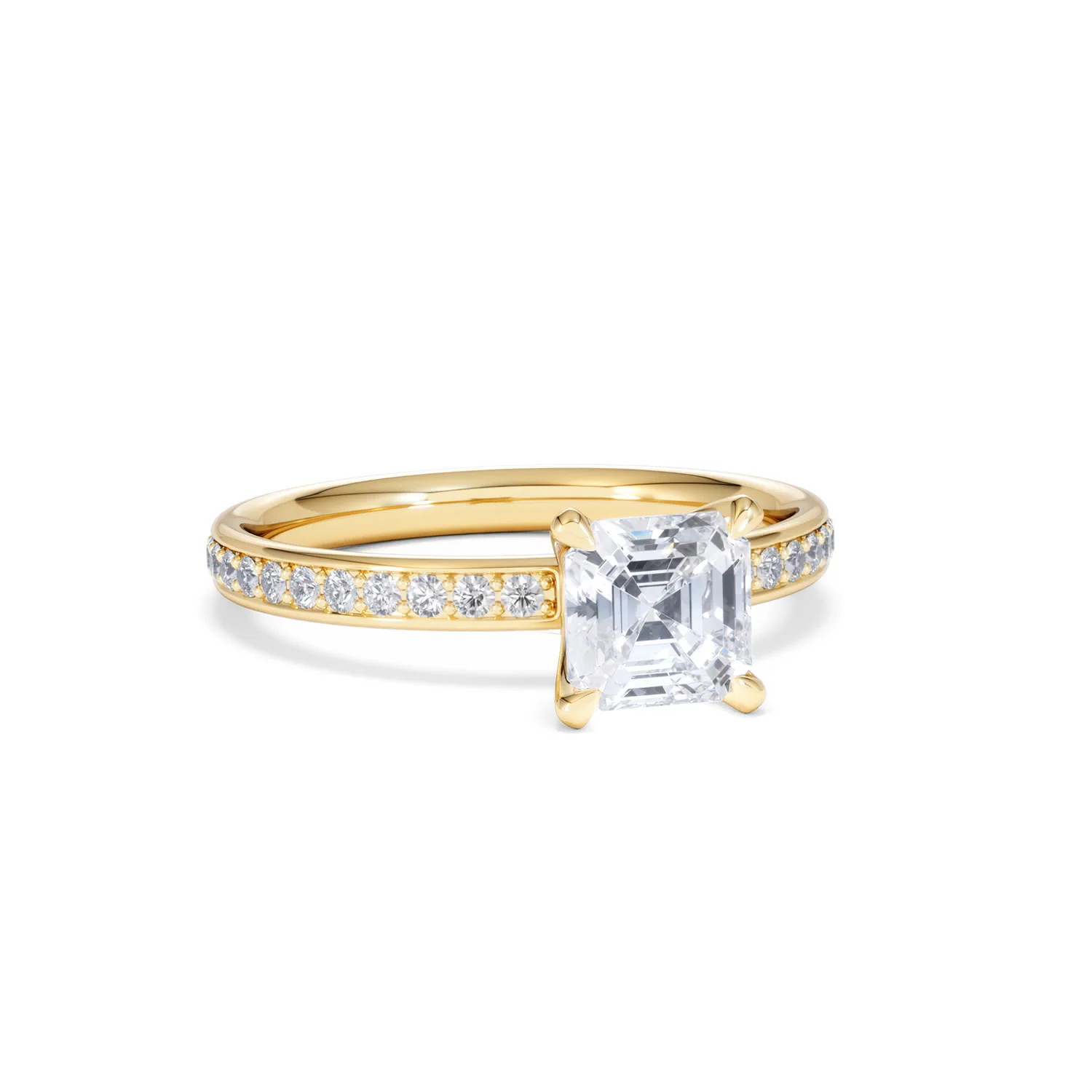 Origin 1.25ct Asscher Cut Lab Diamond Solitaire Engagement Ring with Side Stones in 18K Yellow Gold - Image 11