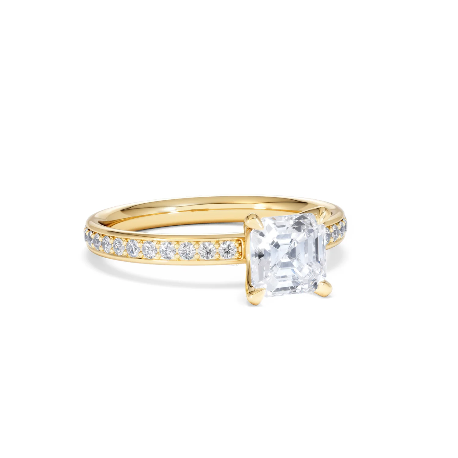 Origin 1.25ct Asscher Cut Lab Diamond Solitaire Engagement Ring with Side Stones in 18K Yellow Gold - Image 12
