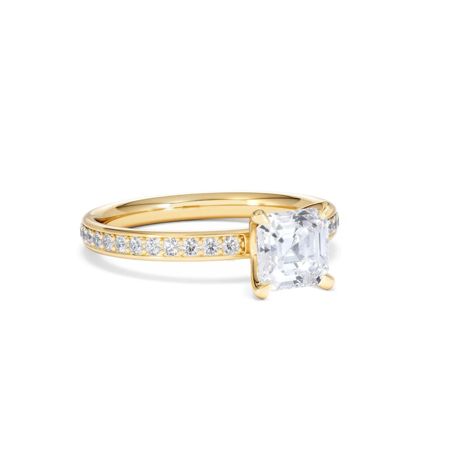 Origin 1.25ct Asscher Cut Lab Diamond Solitaire Engagement Ring with Side Stones in 18K Yellow Gold - Image 13