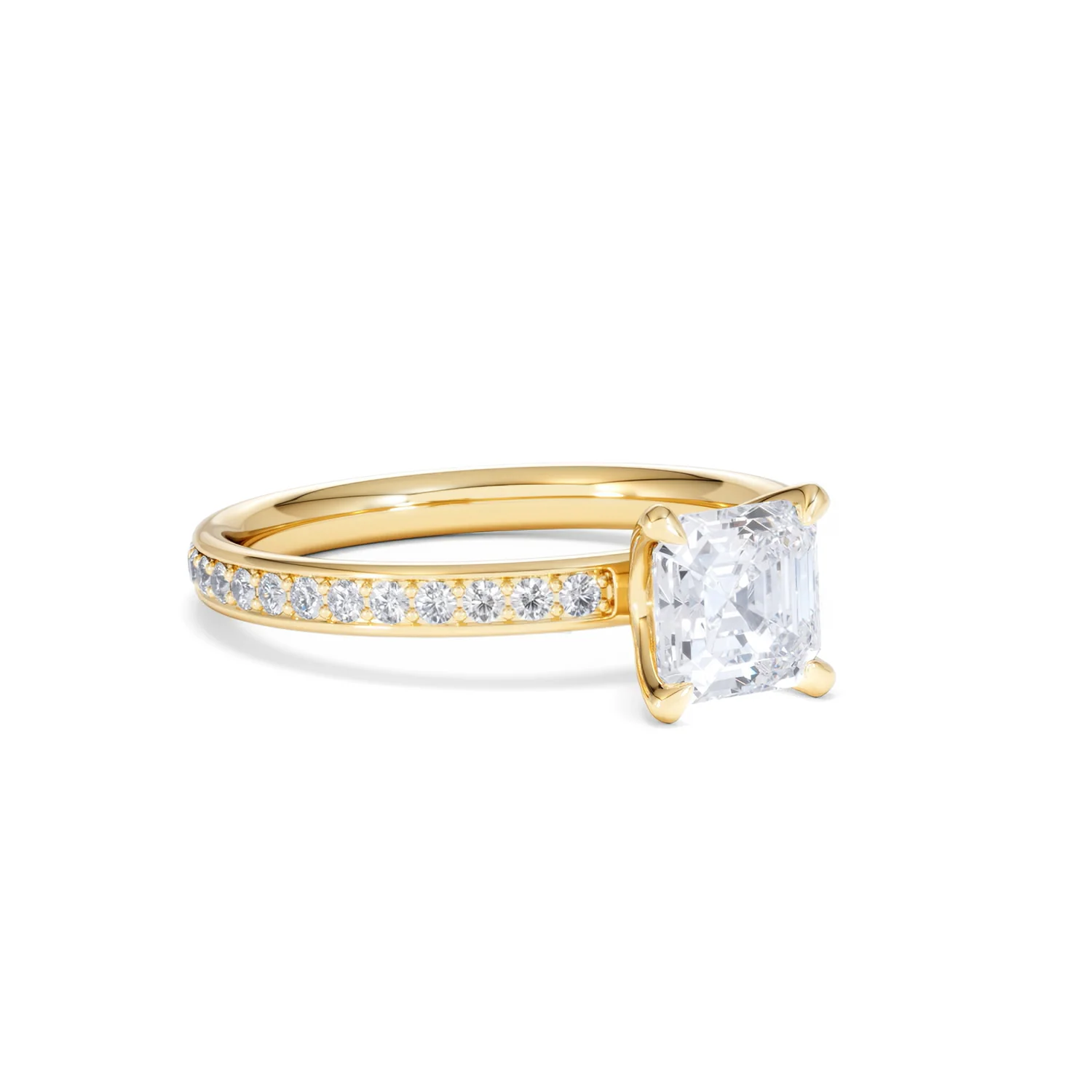 Origin 1.25ct Asscher Cut Lab Diamond Solitaire Engagement Ring with Side Stones in 18K Yellow Gold - Image 14