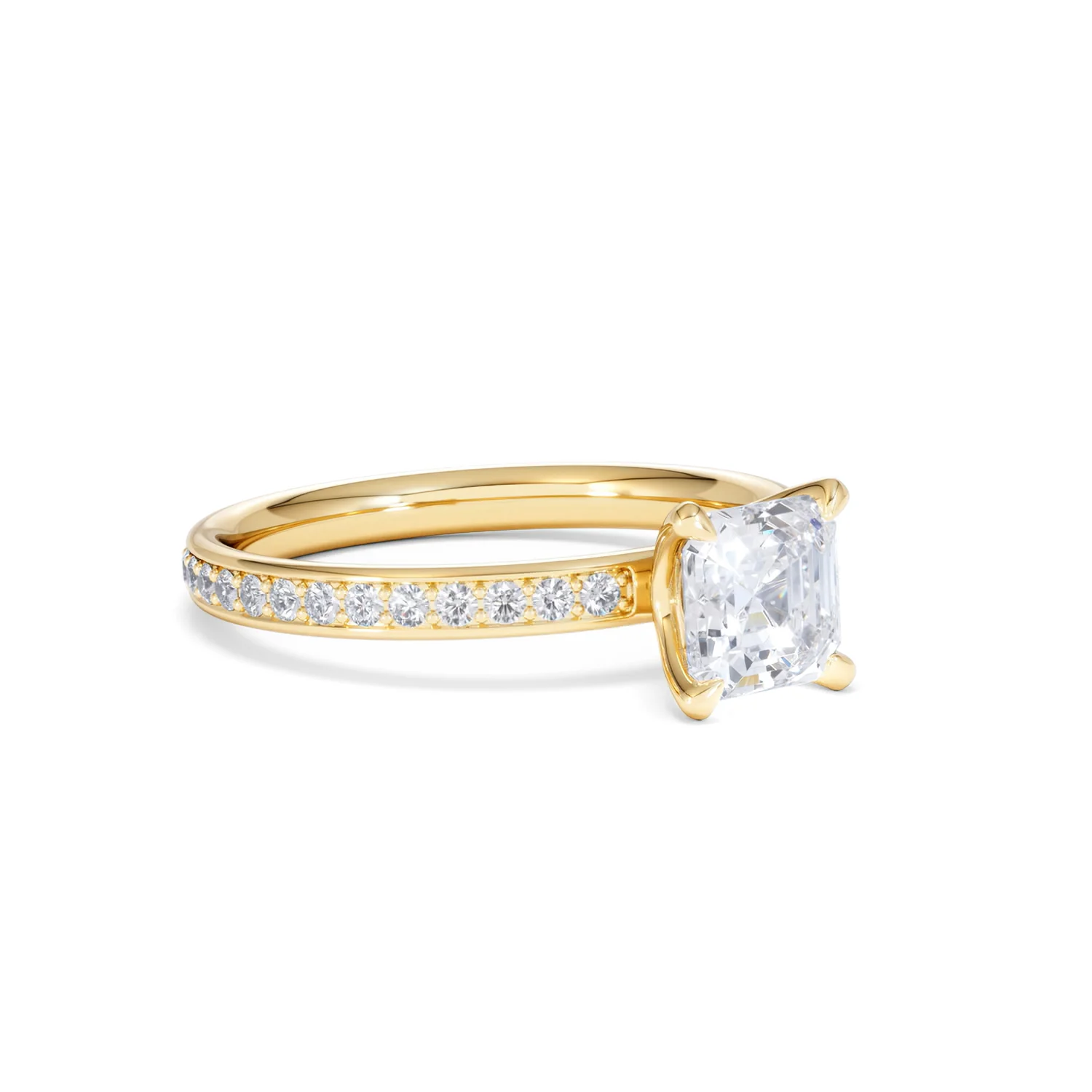 Origin 1.25ct Asscher Cut Lab Diamond Solitaire Engagement Ring with Side Stones in 18K Yellow Gold - Image 15
