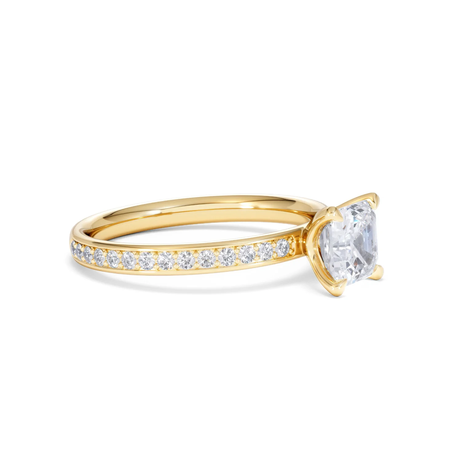 Origin 1.25ct Asscher Cut Lab Diamond Solitaire Engagement Ring with Side Stones in 18K Yellow Gold - Image 19