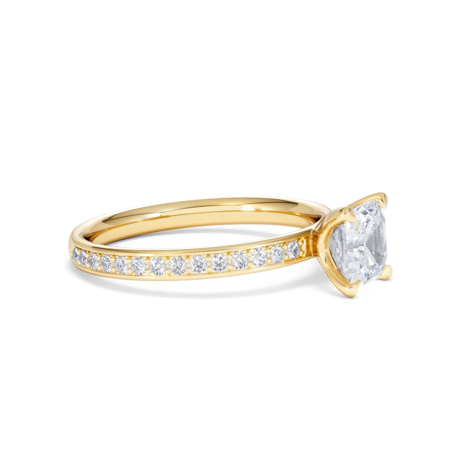 Origin 1.25ct Asscher Cut Lab Diamond Solitaire Engagement Ring with Side Stones in 18K Yellow Gold - Image 20