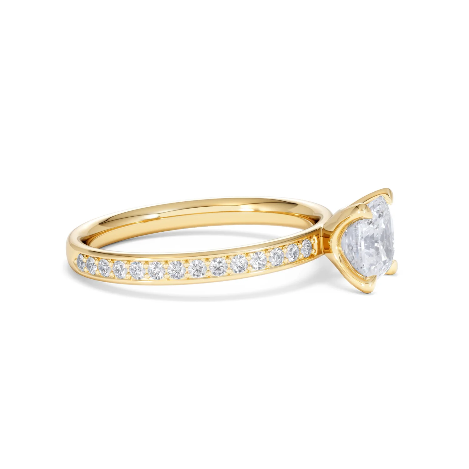 Origin 1.25ct Asscher Cut Lab Diamond Solitaire Engagement Ring with Side Stones in 18K Yellow Gold - Image 22
