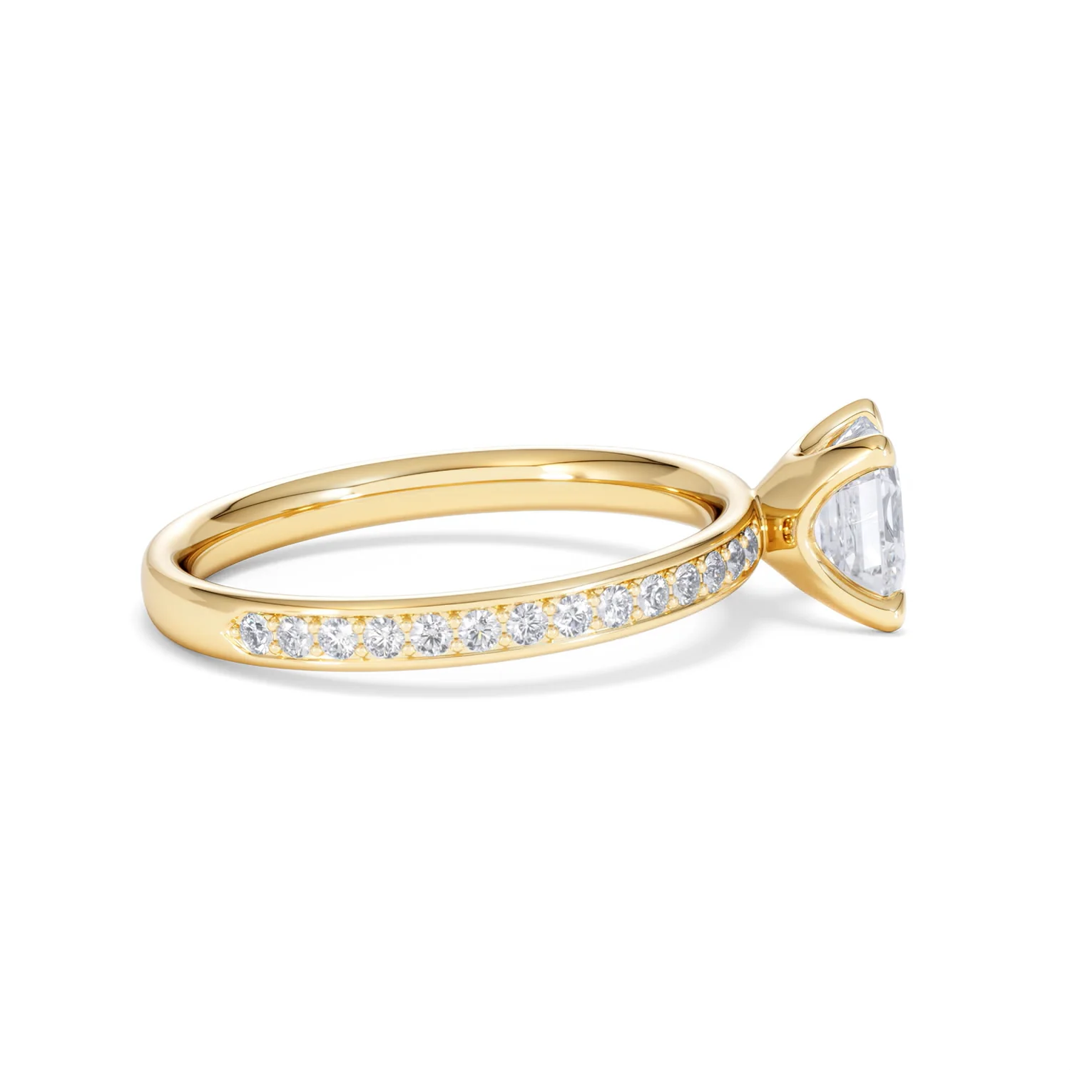 Origin 1.25ct Asscher Cut Lab Diamond Solitaire Engagement Ring with Side Stones in 18K Yellow Gold - Image 27