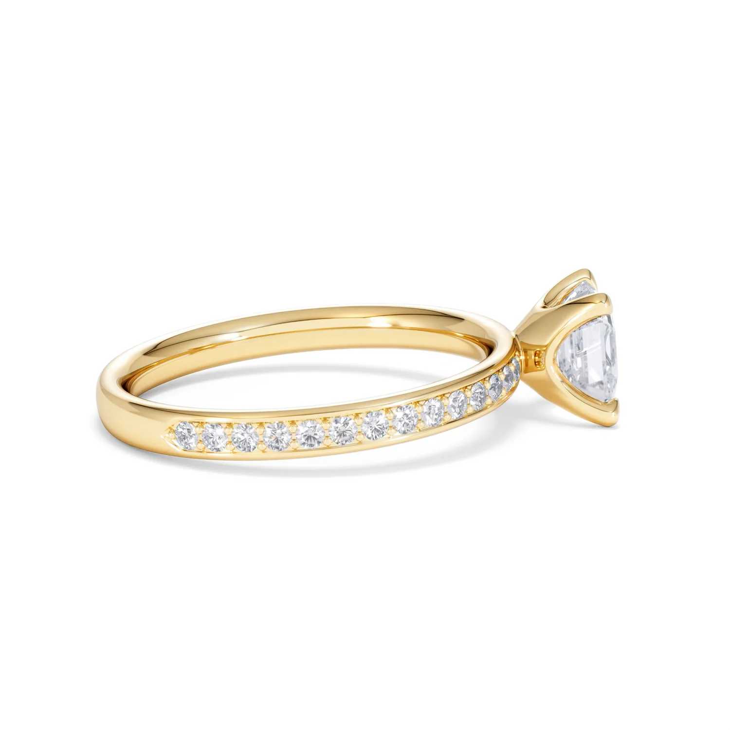 Origin 1.25ct Asscher Cut Lab Diamond Solitaire Engagement Ring with Side Stones in 18K Yellow Gold - Image 28