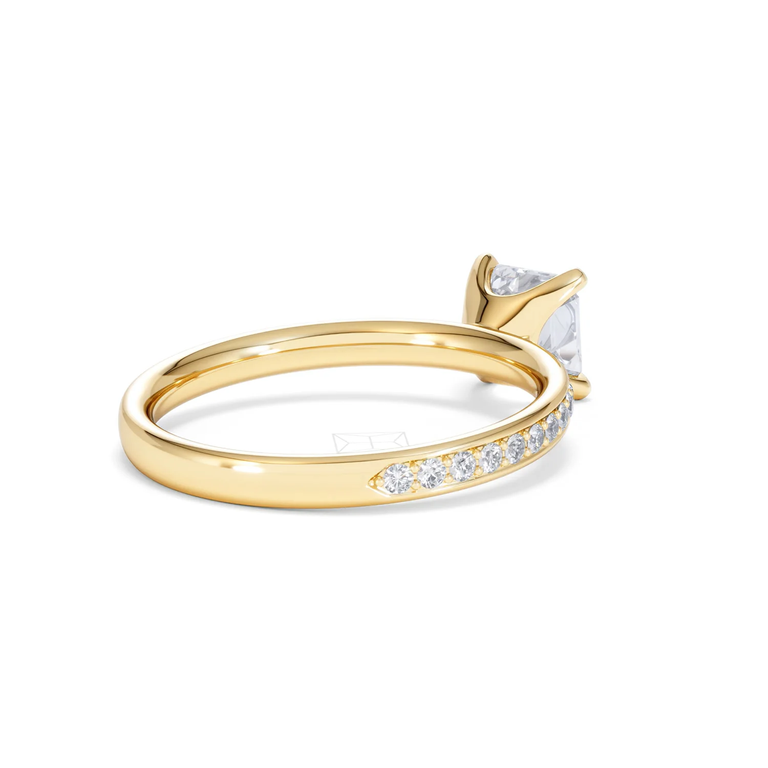 Origin 1.25ct Asscher Cut Lab Diamond Solitaire Engagement Ring with Side Stones in 18K Yellow Gold - Image 38