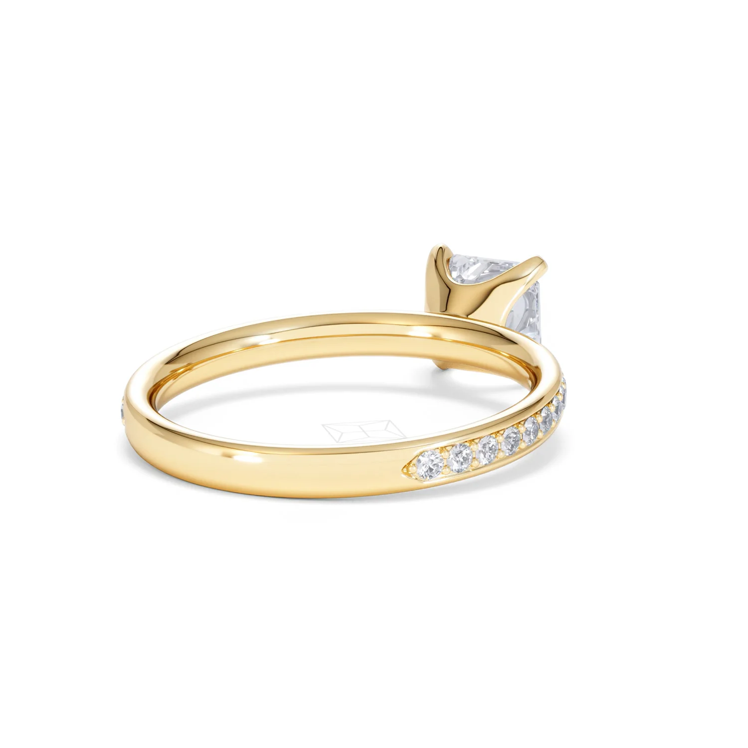 Origin 1.25ct Asscher Cut Lab Diamond Solitaire Engagement Ring with Side Stones in 18K Yellow Gold - Image 40