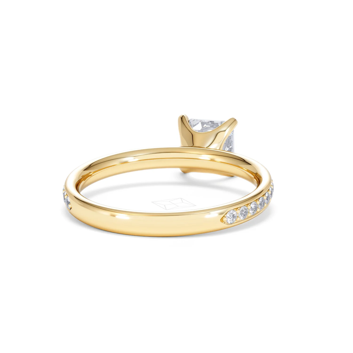 Origin 1.25ct Asscher Cut Lab Diamond Solitaire Engagement Ring with Side Stones in 18K Yellow Gold - Image 43