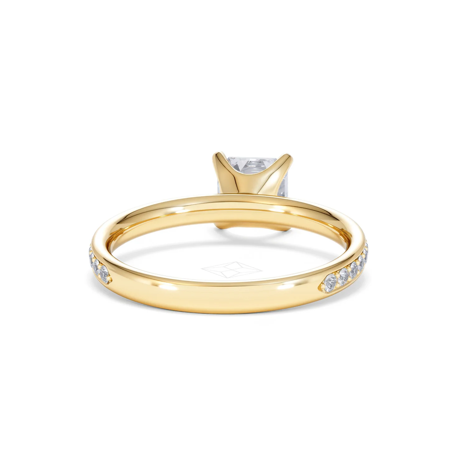 Origin 1.25ct Asscher Cut Lab Diamond Solitaire Engagement Ring with Side Stones in 18K Yellow Gold - Image 45