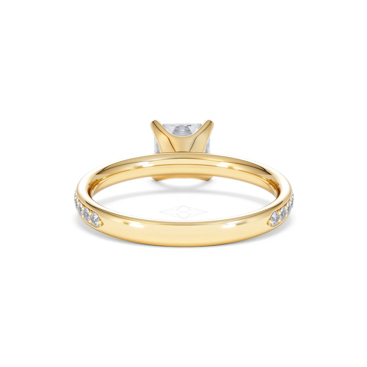 Origin 1.25ct Asscher Cut Lab Diamond Solitaire Engagement Ring with Side Stones in 18K Yellow Gold - Image 47