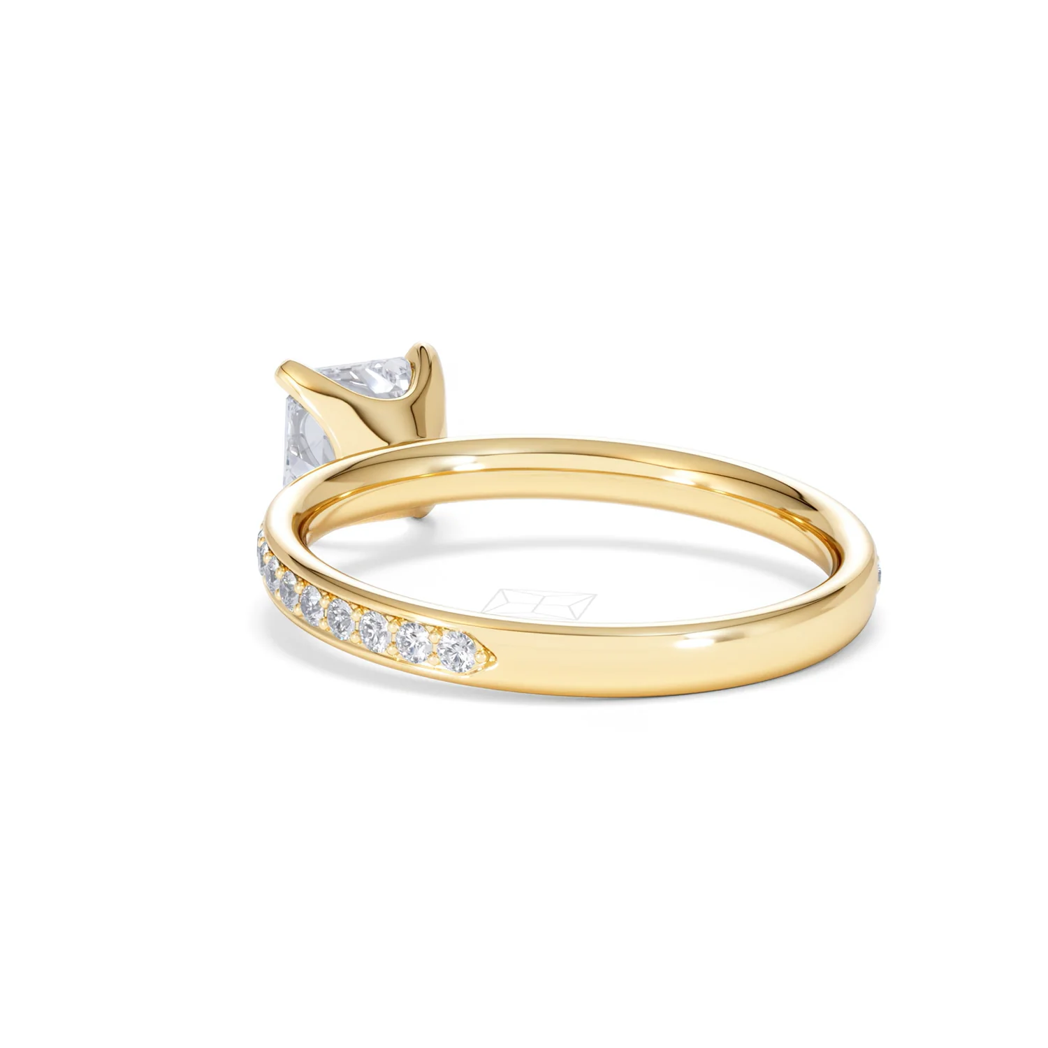 Origin 1.25ct Asscher Cut Lab Diamond Solitaire Engagement Ring with Side Stones in 18K Yellow Gold - Image 54
