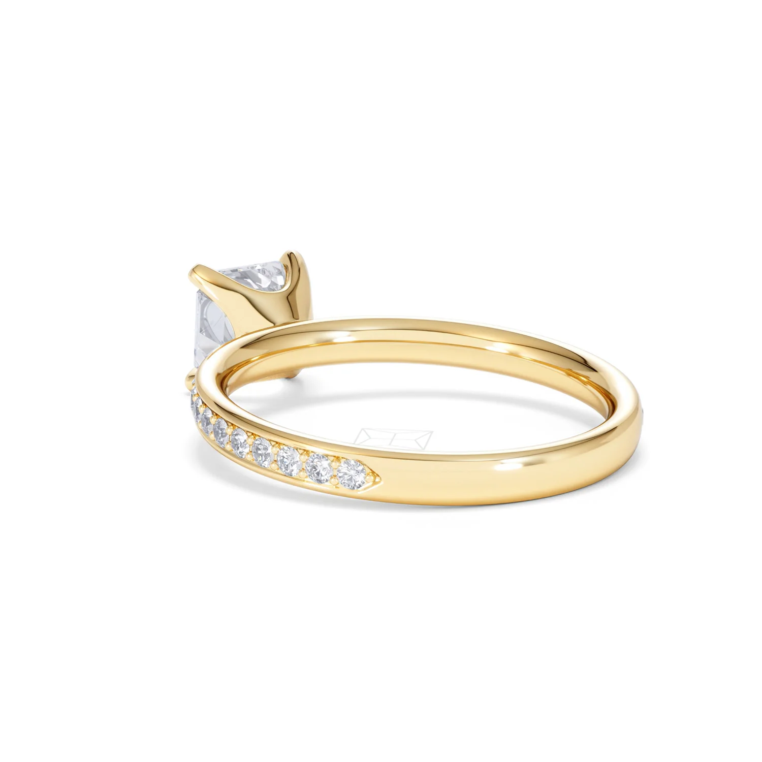 Origin 1.25ct Asscher Cut Lab Diamond Solitaire Engagement Ring with Side Stones in 18K Yellow Gold - Image 55