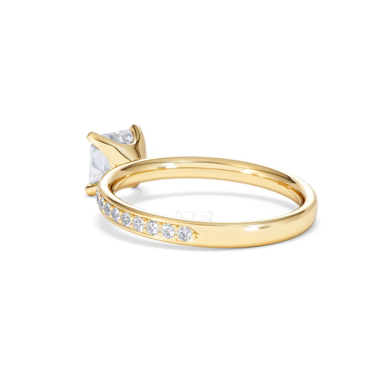 Origin 1.25ct Asscher Cut Lab Diamond Solitaire Engagement Ring with Side Stones in 18K Yellow Gold - Image 56