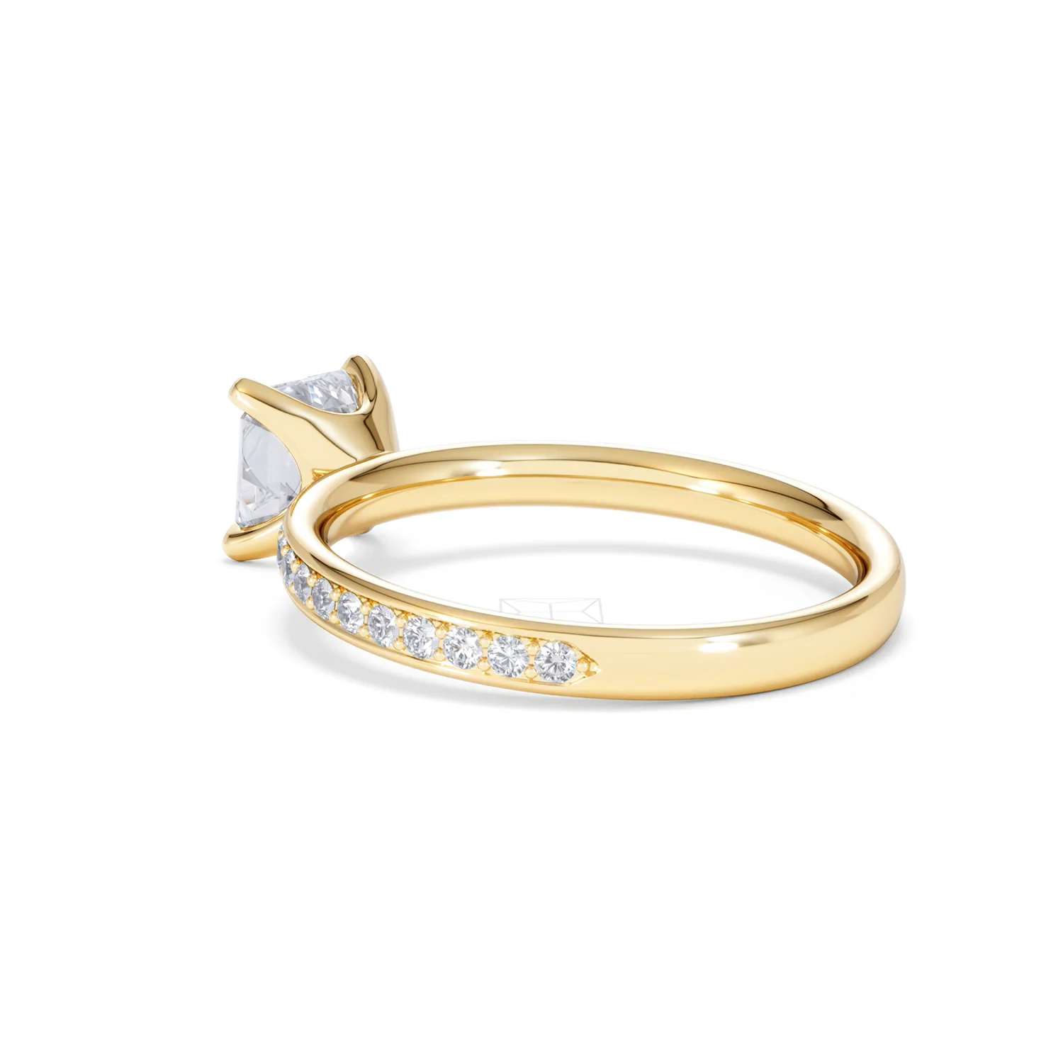 Origin 1.25ct Asscher Cut Lab Diamond Solitaire Engagement Ring with Side Stones in 18K Yellow Gold - Image 57