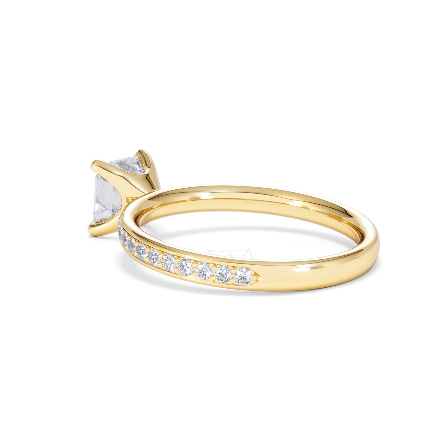 Origin 1.25ct Asscher Cut Lab Diamond Solitaire Engagement Ring with Side Stones in 18K Yellow Gold - Image 58