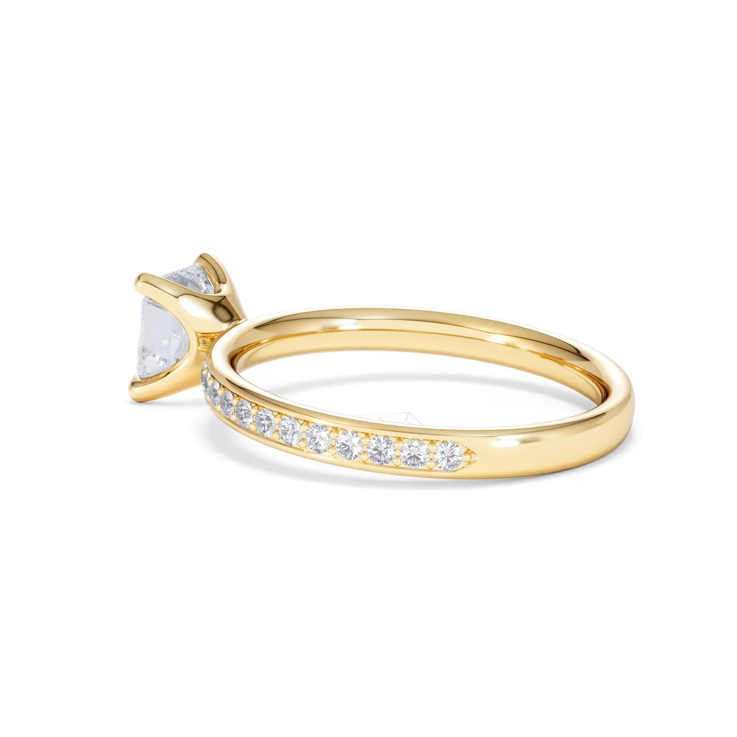 Origin 1.25ct Asscher Cut Lab Diamond Solitaire Engagement Ring with Side Stones in 18K Yellow Gold - Image 60