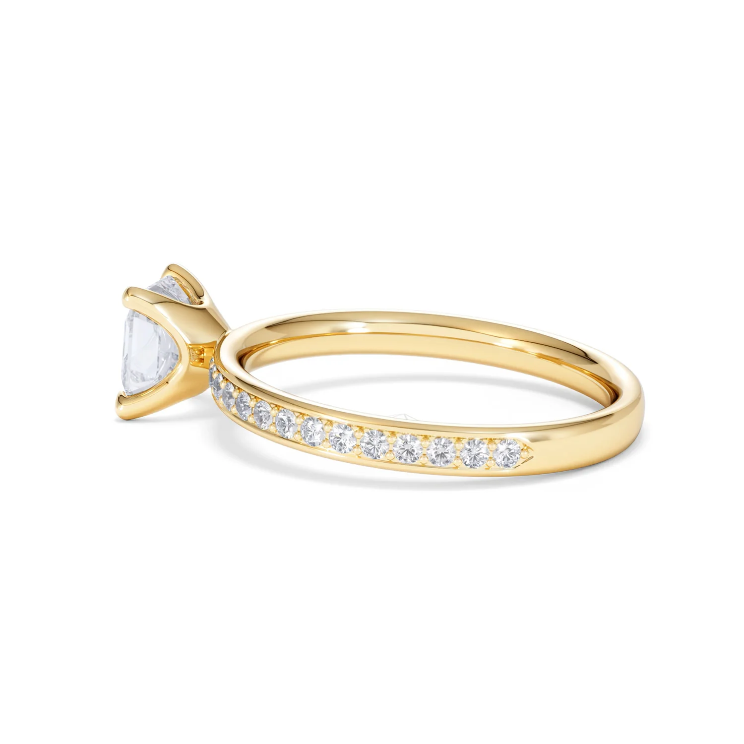 Origin 1.25ct Asscher Cut Lab Diamond Solitaire Engagement Ring with Side Stones in 18K Yellow Gold - Image 63