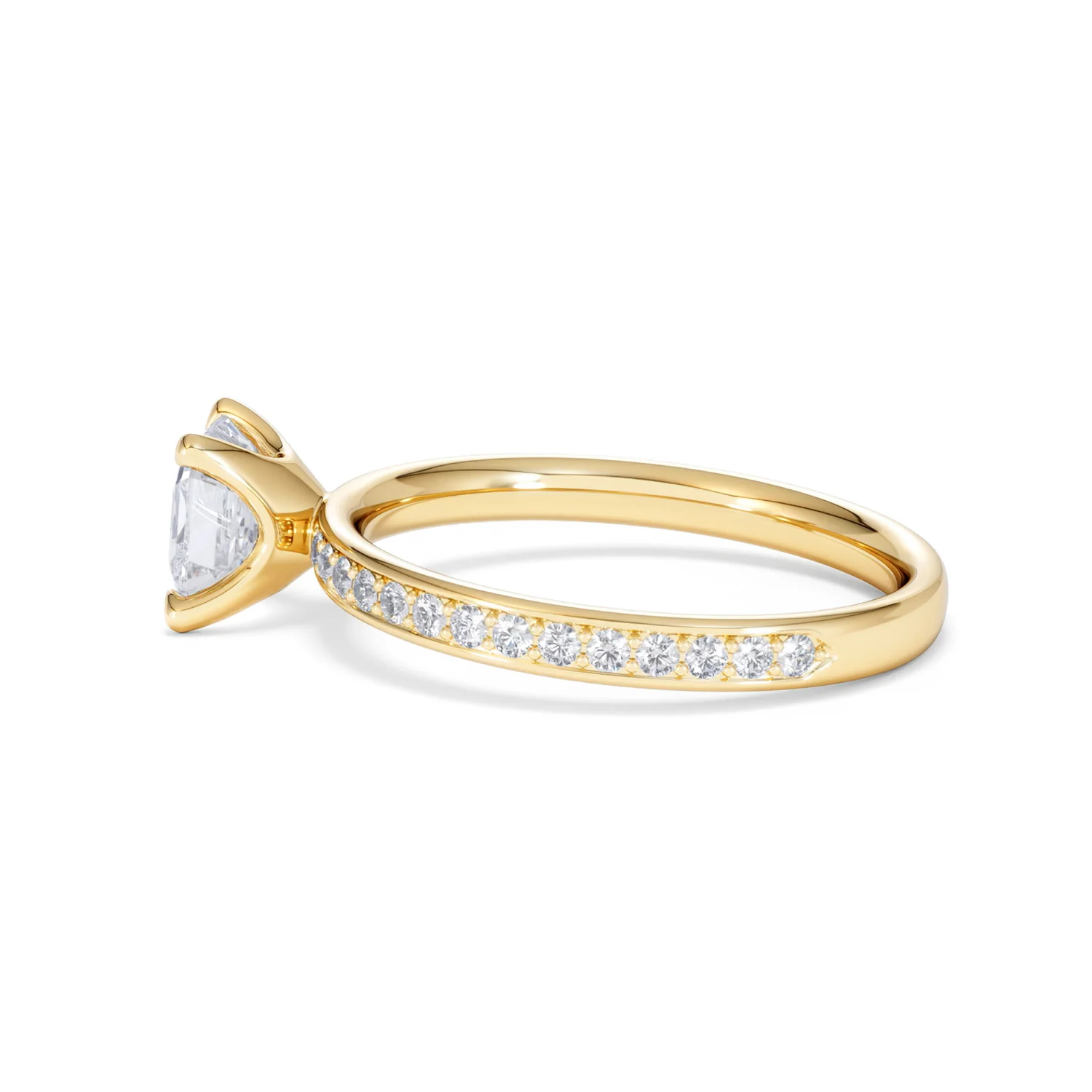 Origin 1.25ct Asscher Cut Lab Diamond Solitaire Engagement Ring with Side Stones in 18K Yellow Gold - Image 65