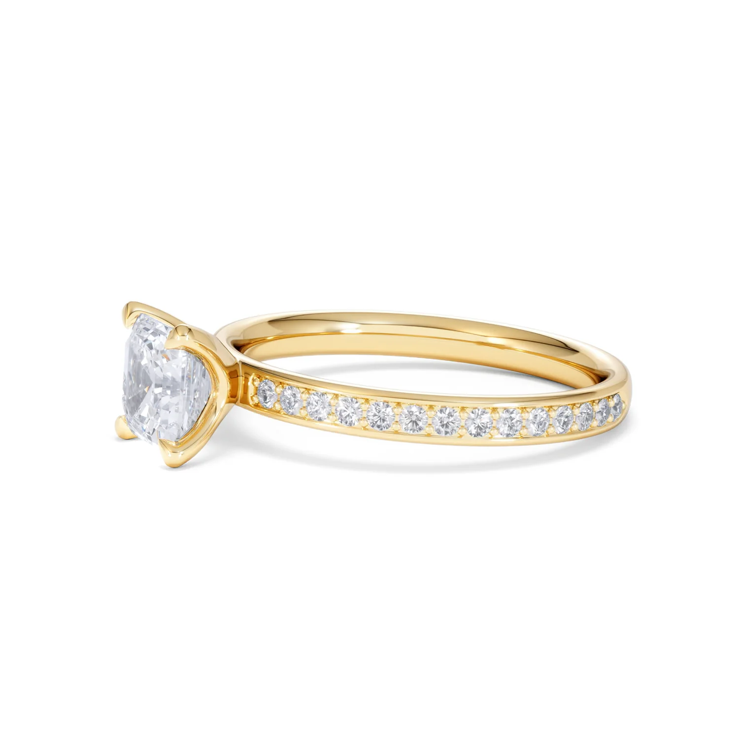 Origin 1.25ct Asscher Cut Lab Diamond Solitaire Engagement Ring with Side Stones in 18K Yellow Gold - Image 73