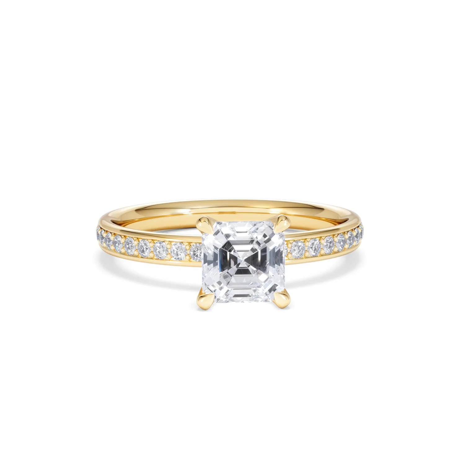 Origin 1.25ct Asscher Cut Lab Diamond Solitaire Engagement Ring with Side Stones in 18K Yellow Gold - Image 8