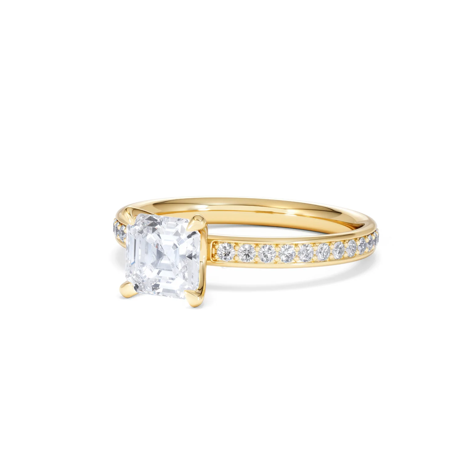 Origin 1.25ct Asscher Cut Lab Diamond Solitaire Engagement Ring with Side Stones in 18K Yellow Gold - Image 81