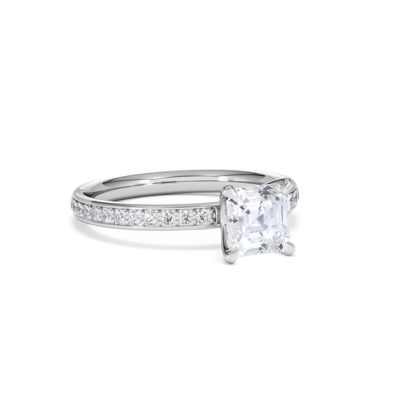 Origin 1.25ct Asscher Cut Lab Diamond Solitaire Engagement Ring with Side Stones in Platinum - Image 13