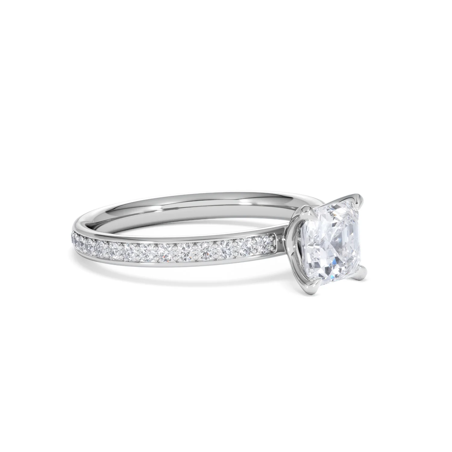 Origin 1.25ct Asscher Cut Lab Diamond Solitaire Engagement Ring with Side Stones in Platinum - Image 17