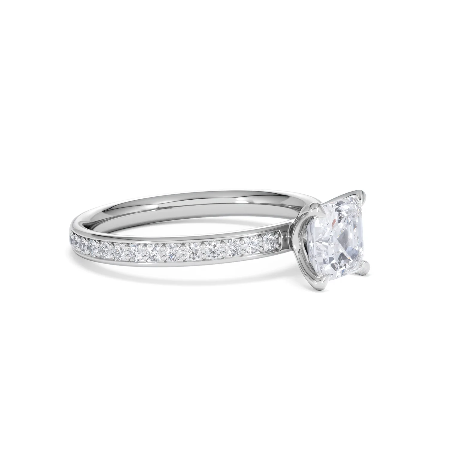 Origin 1.25ct Asscher Cut Lab Diamond Solitaire Engagement Ring with Side Stones in Platinum - Image 18