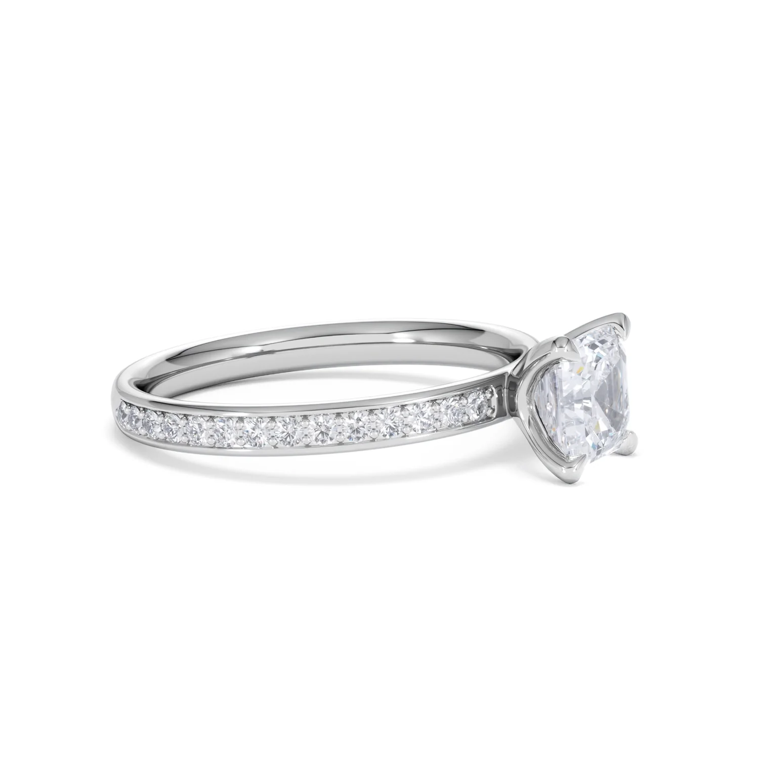 Origin 1.25ct Asscher Cut Lab Diamond Solitaire Engagement Ring with Side Stones in Platinum - Image 20