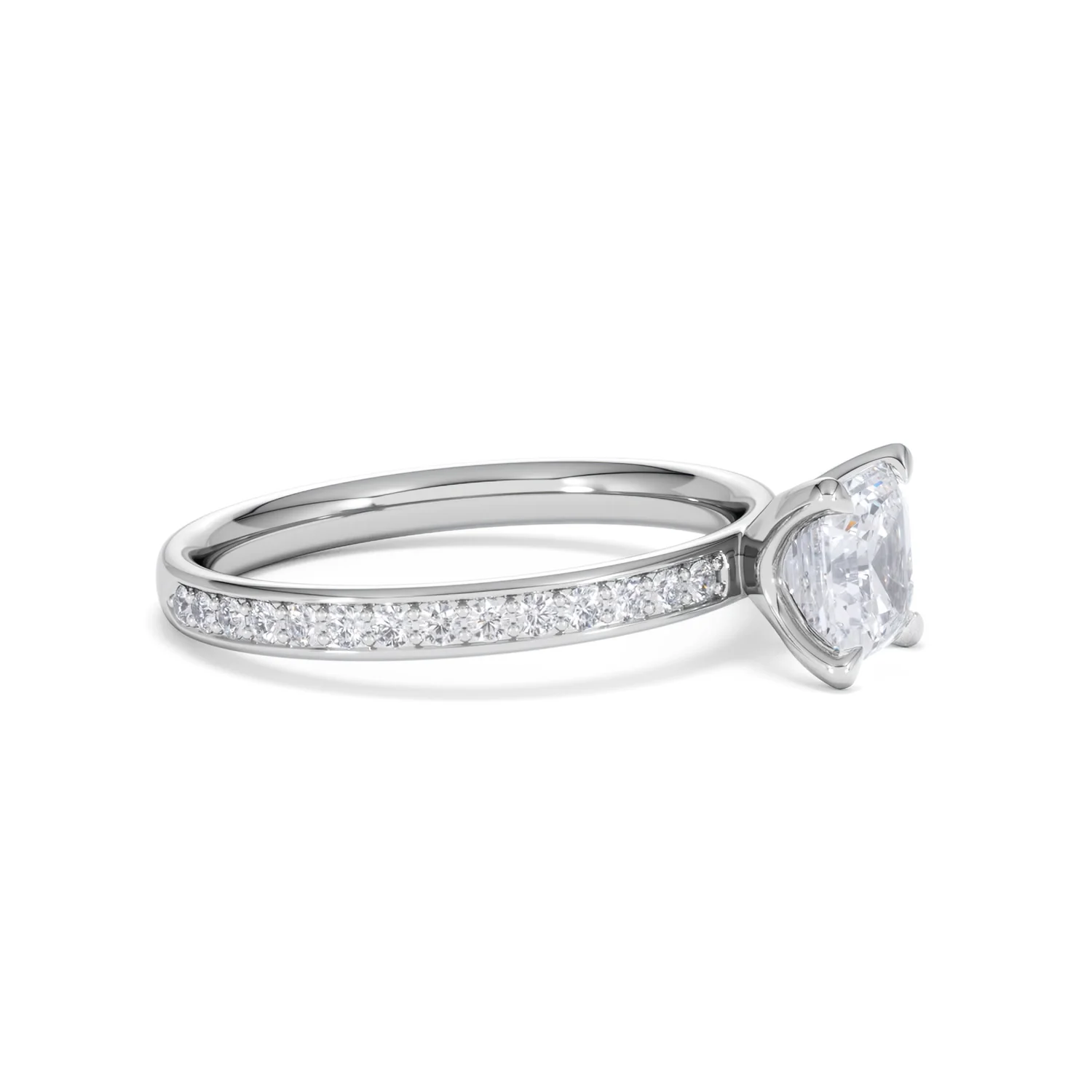 Origin 1.25ct Asscher Cut Lab Diamond Solitaire Engagement Ring with Side Stones in Platinum - Image 21