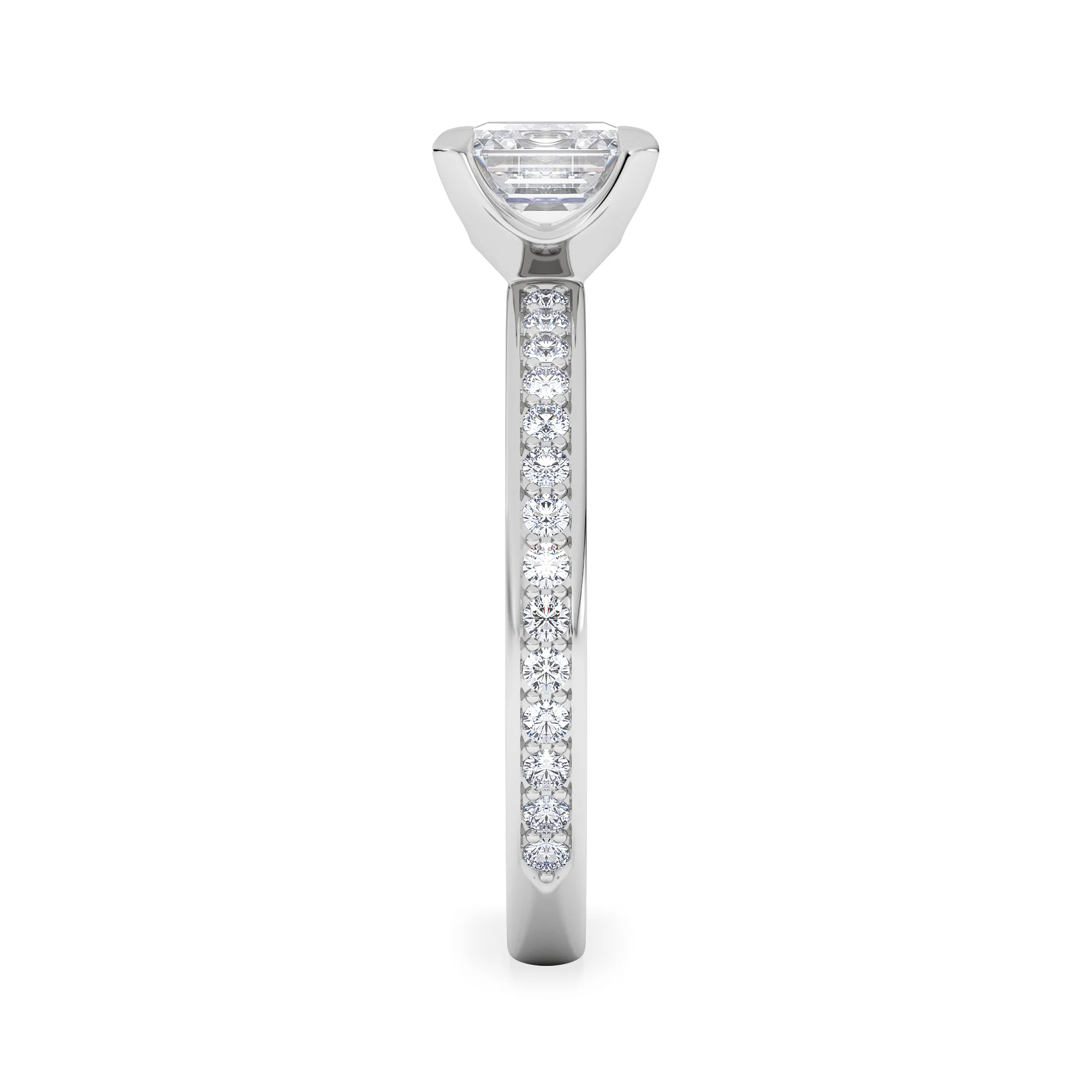 Origin 1.25ct Asscher Cut Lab Diamond Solitaire Engagement Ring with Side Stones in Platinum - Image 5