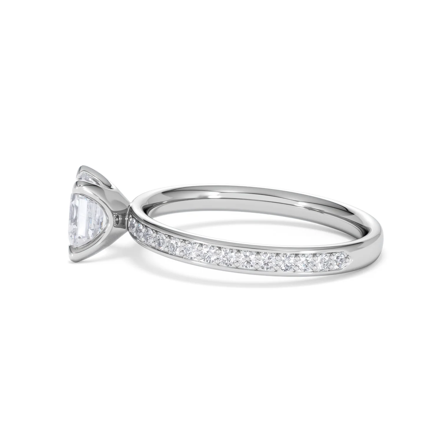 Origin 1.25ct Asscher Cut Lab Diamond Solitaire Engagement Ring with Side Stones in Platinum - Image 67