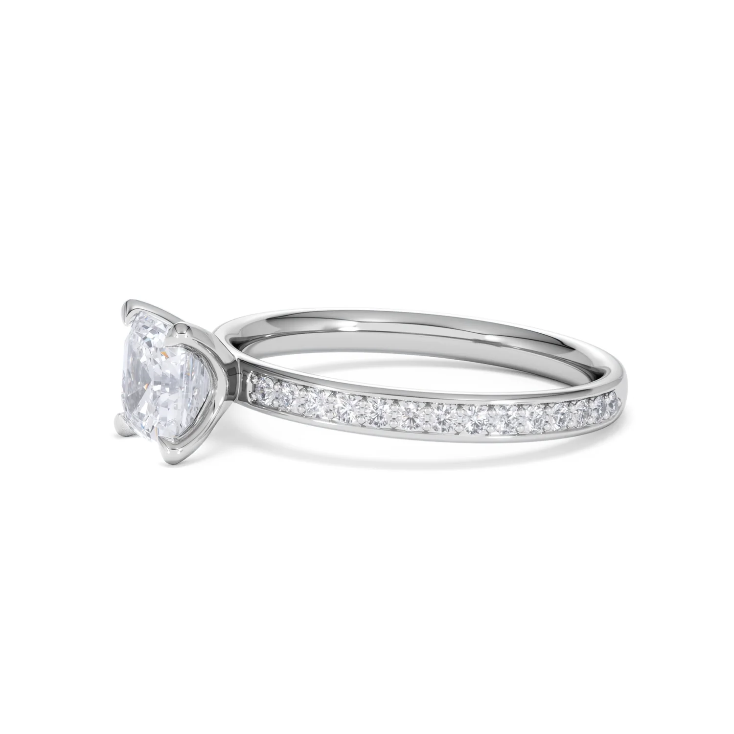 Origin 1.25ct Asscher Cut Lab Diamond Solitaire Engagement Ring with Side Stones in Platinum - Image 73