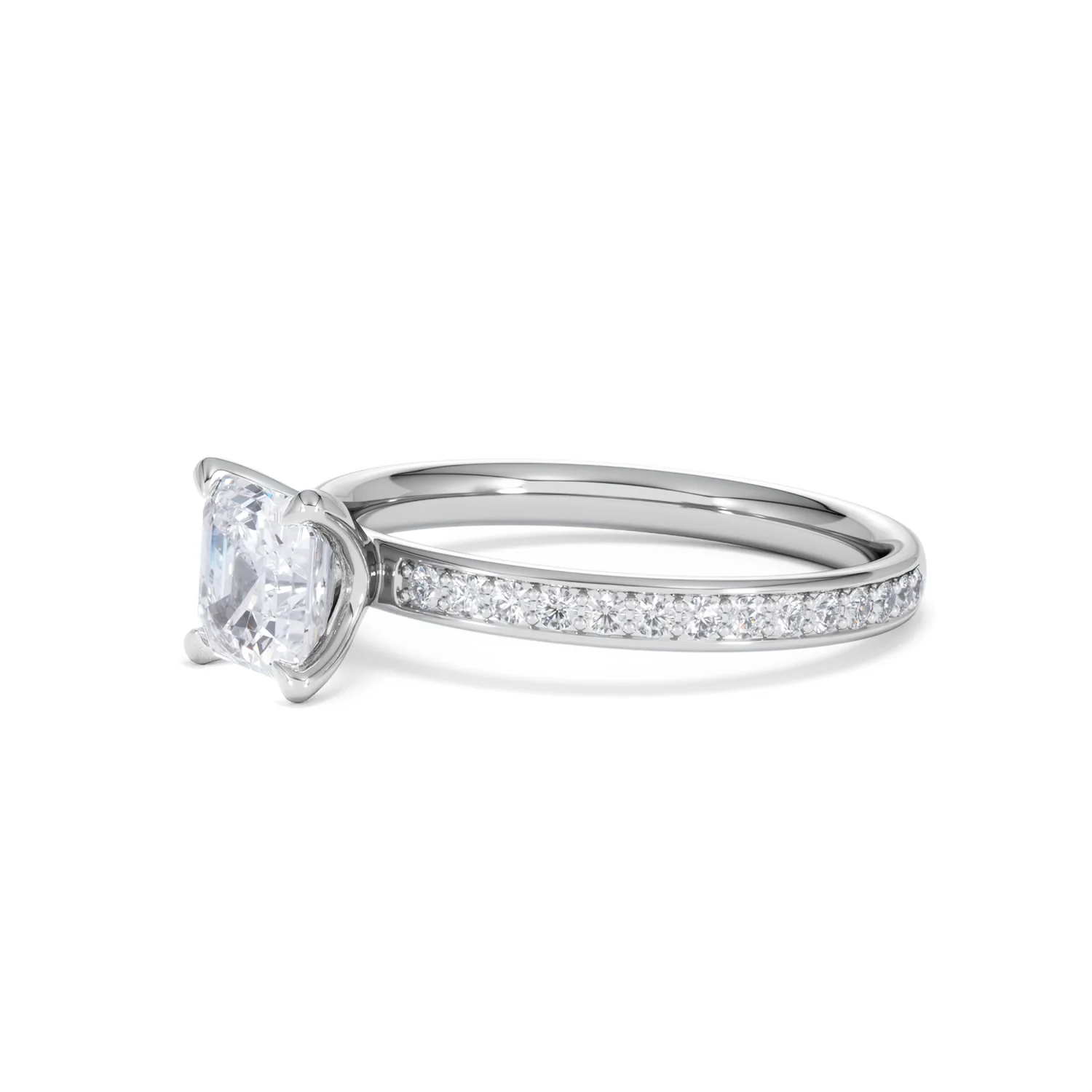 Origin 1.25ct Asscher Cut Lab Diamond Solitaire Engagement Ring with Side Stones in Platinum - Image 75