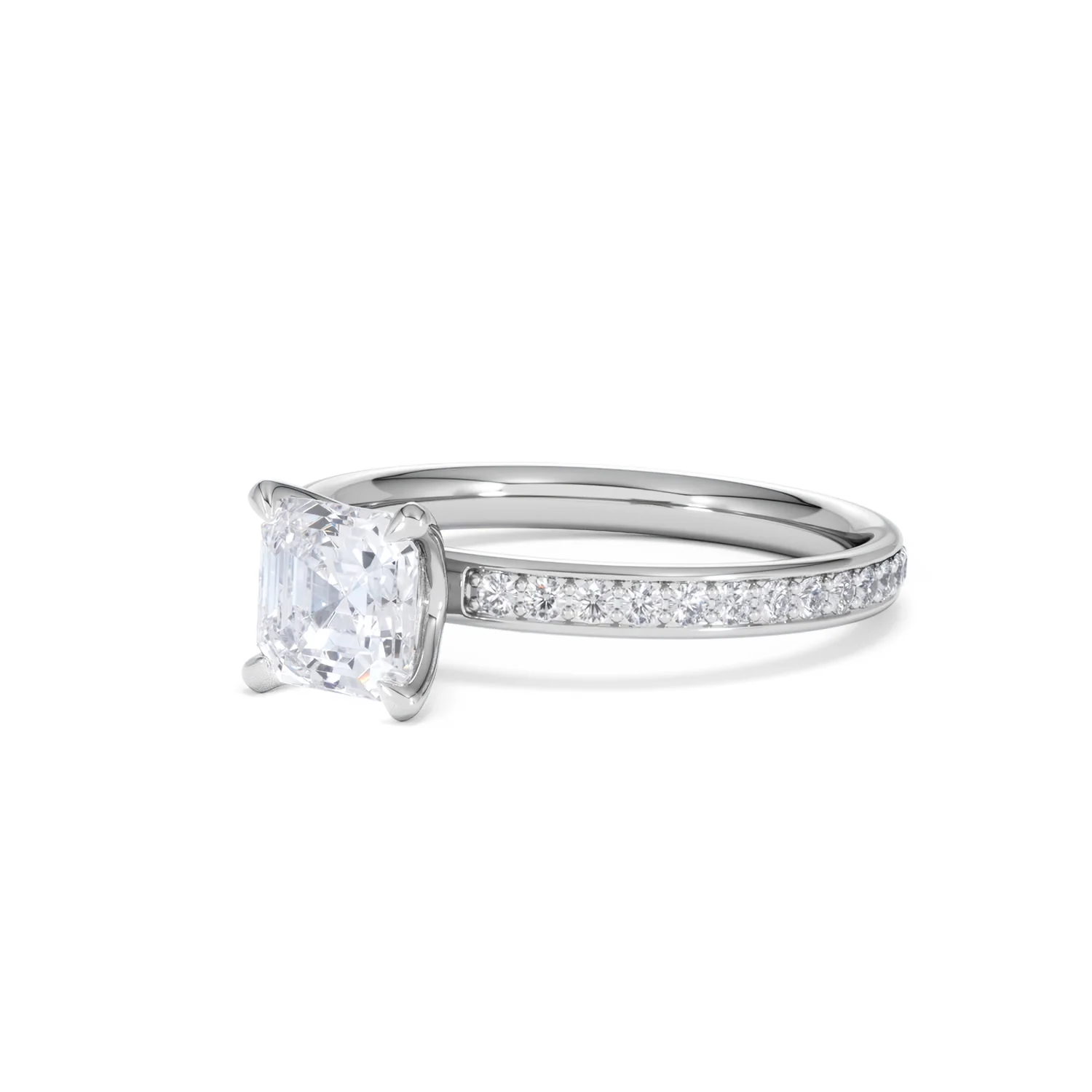 Origin 1.25ct Asscher Cut Lab Diamond Solitaire Engagement Ring with Side Stones in Platinum - Image 79