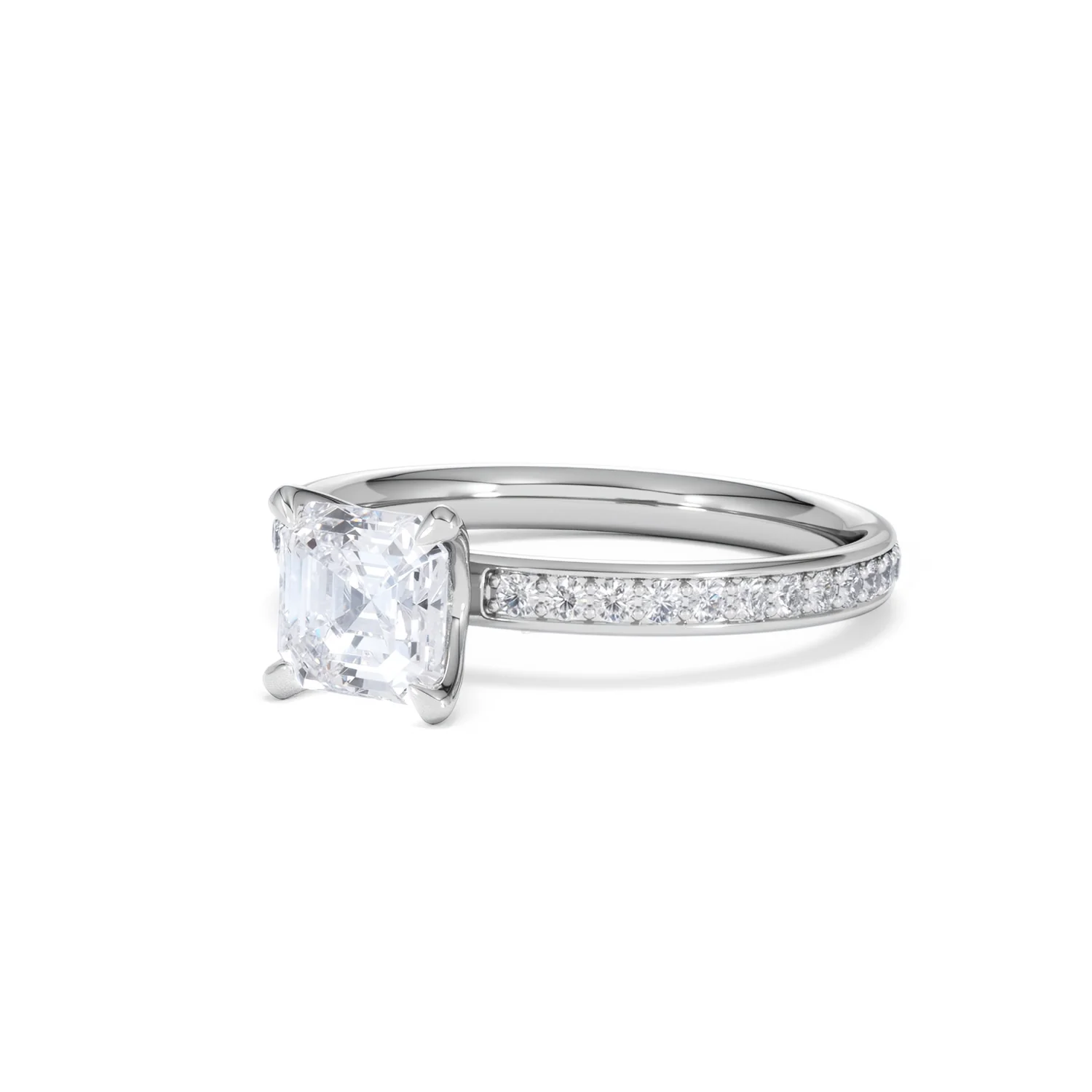 Origin 1.25ct Asscher Cut Lab Diamond Solitaire Engagement Ring with Side Stones in Platinum - Image 80