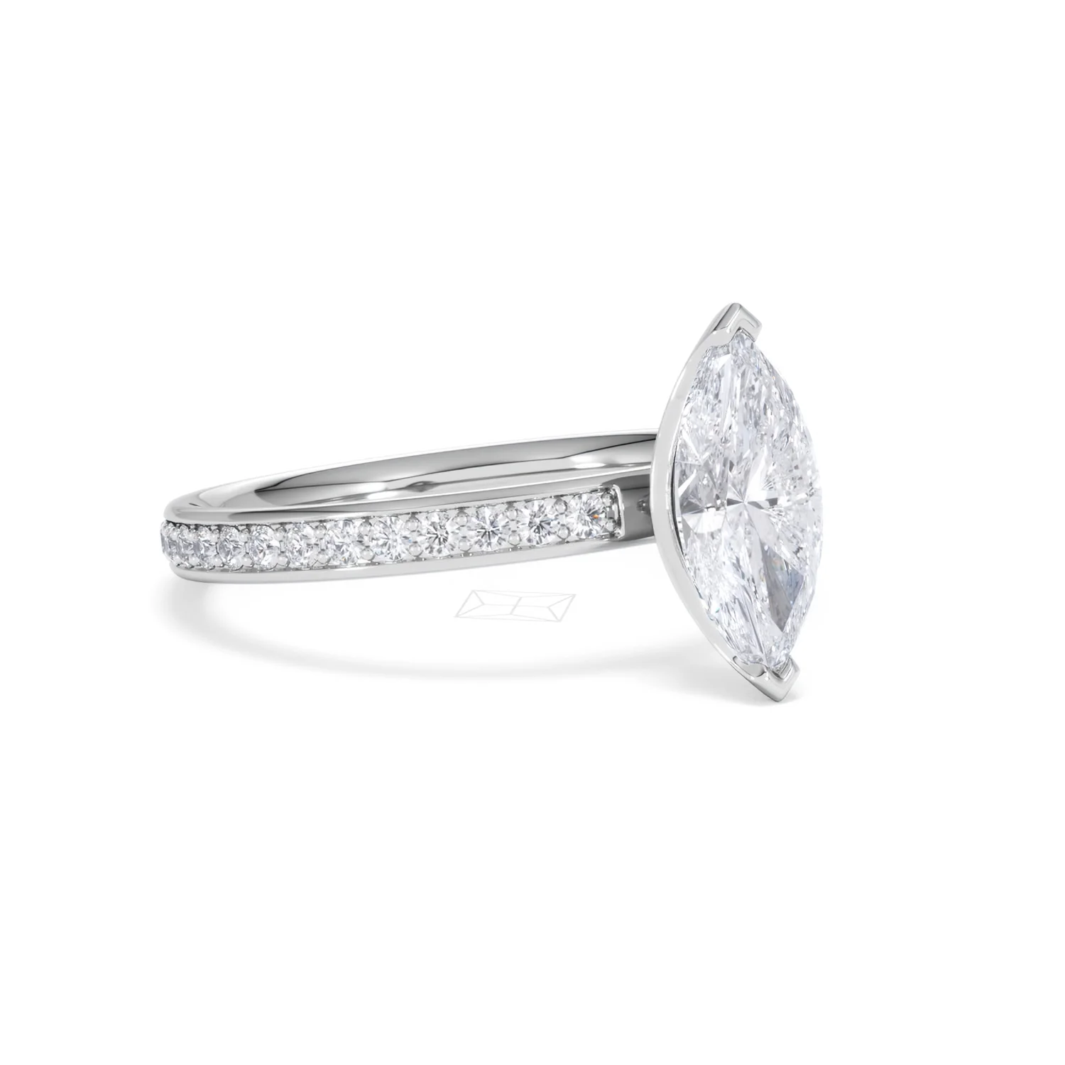 Origin 1.25ct Marquise Cut Lab Diamond Solitaire Engagement Ring with Side Stones in 18K White Gold - Image 15