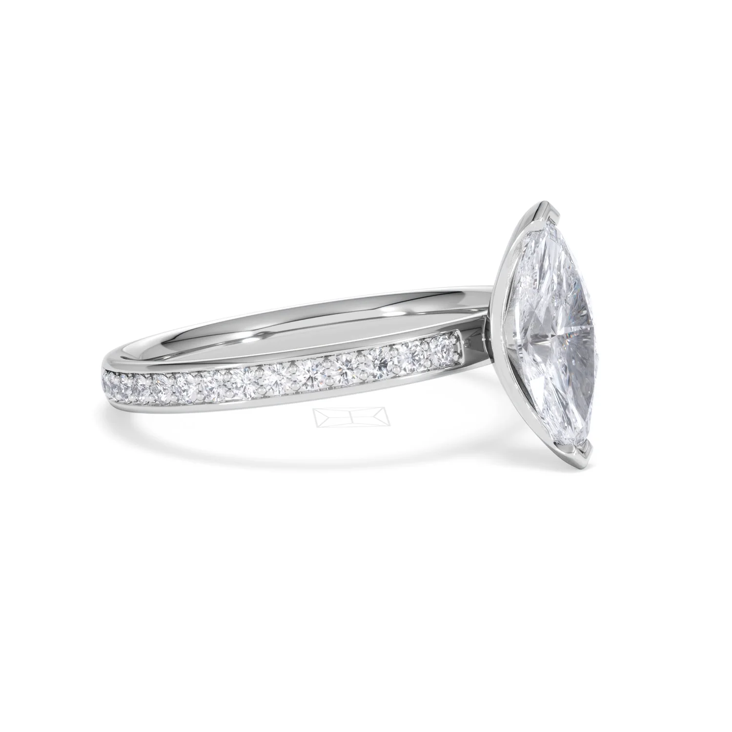 Origin 1.25ct Marquise Cut Lab Diamond Solitaire Engagement Ring with Side Stones in 18K White Gold - Image 18