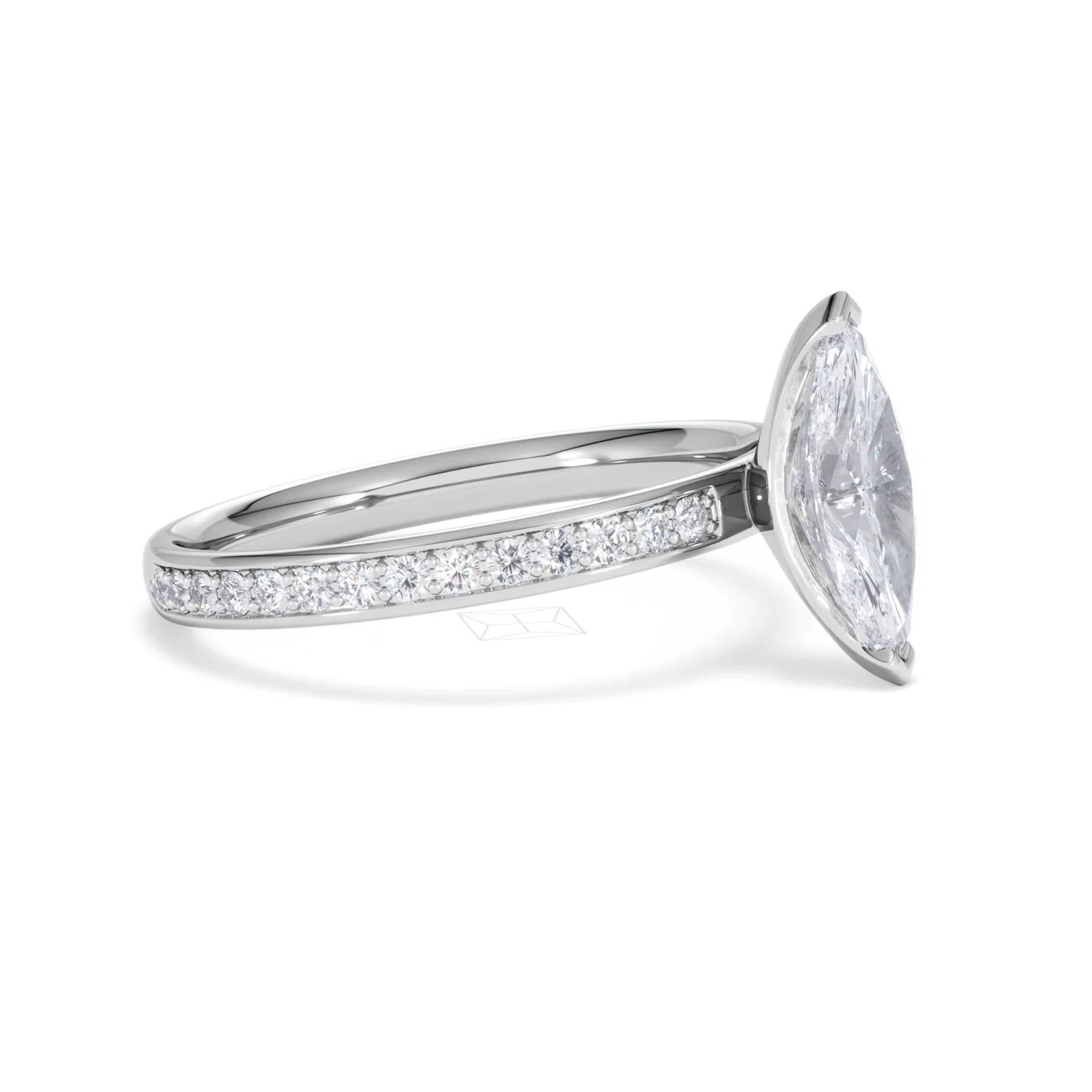 Origin 1.25ct Marquise Cut Lab Diamond Solitaire Engagement Ring with Side Stones in 18K White Gold - Image 20