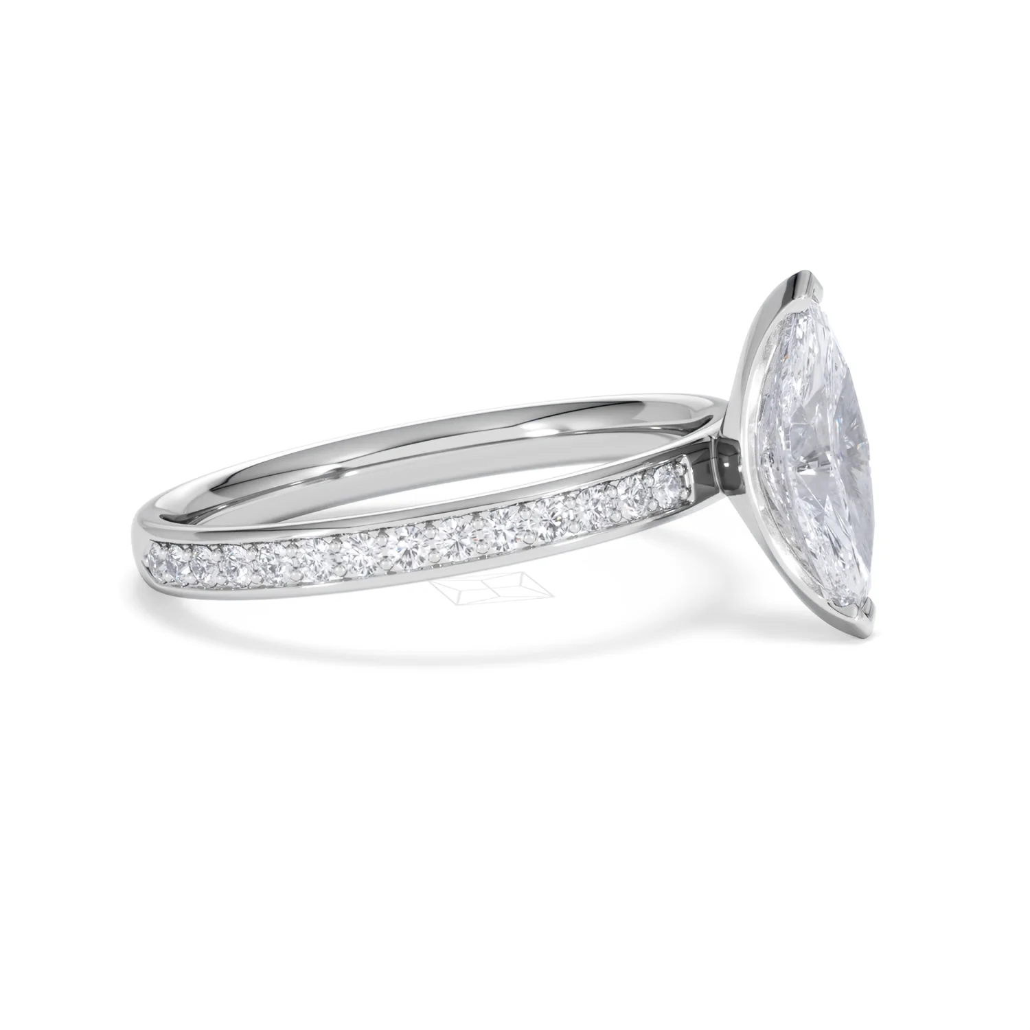 Origin 1.25ct Marquise Cut Lab Diamond Solitaire Engagement Ring with Side Stones in 18K White Gold - Image 21